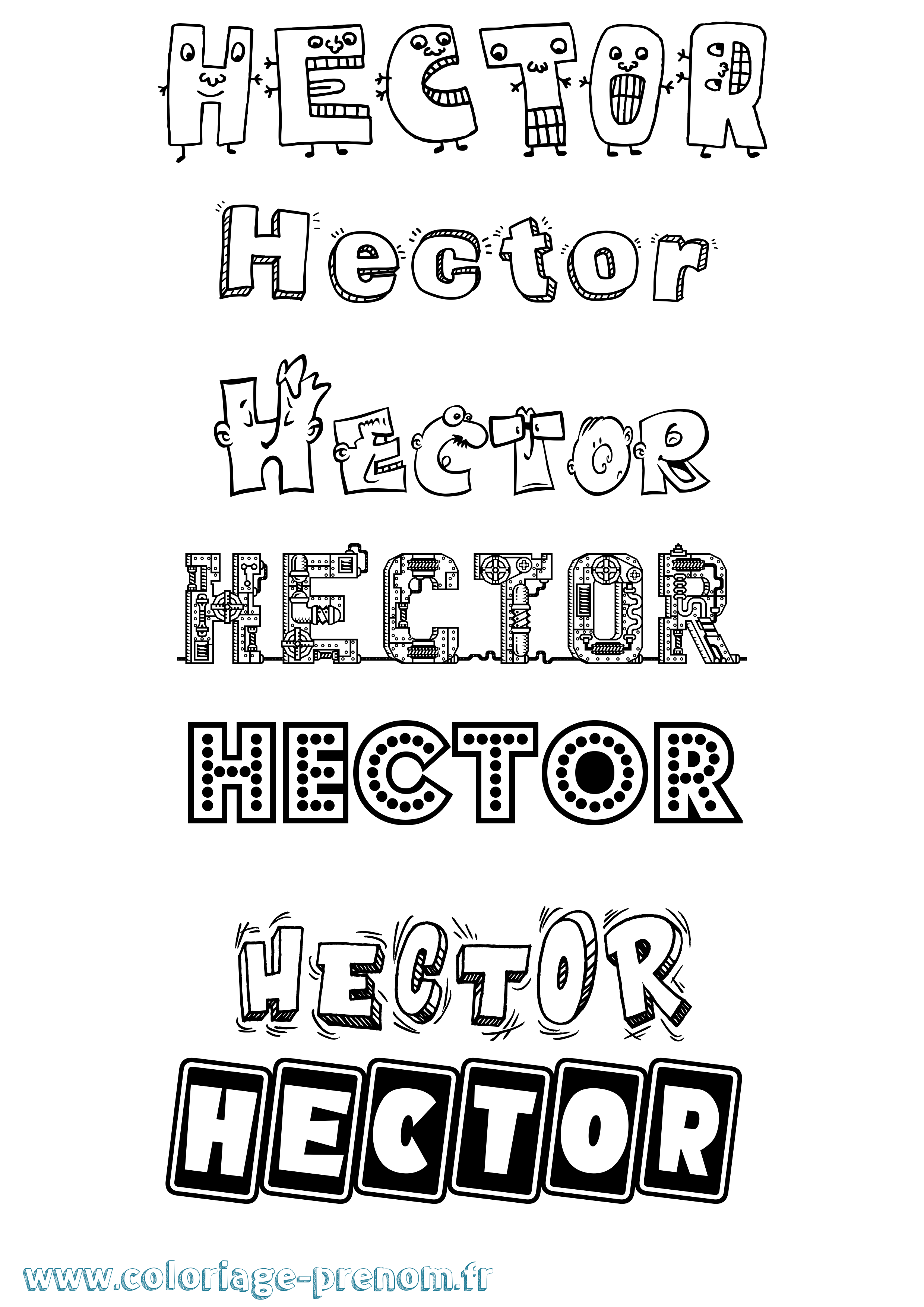 Coloriage prénom Hector Fun