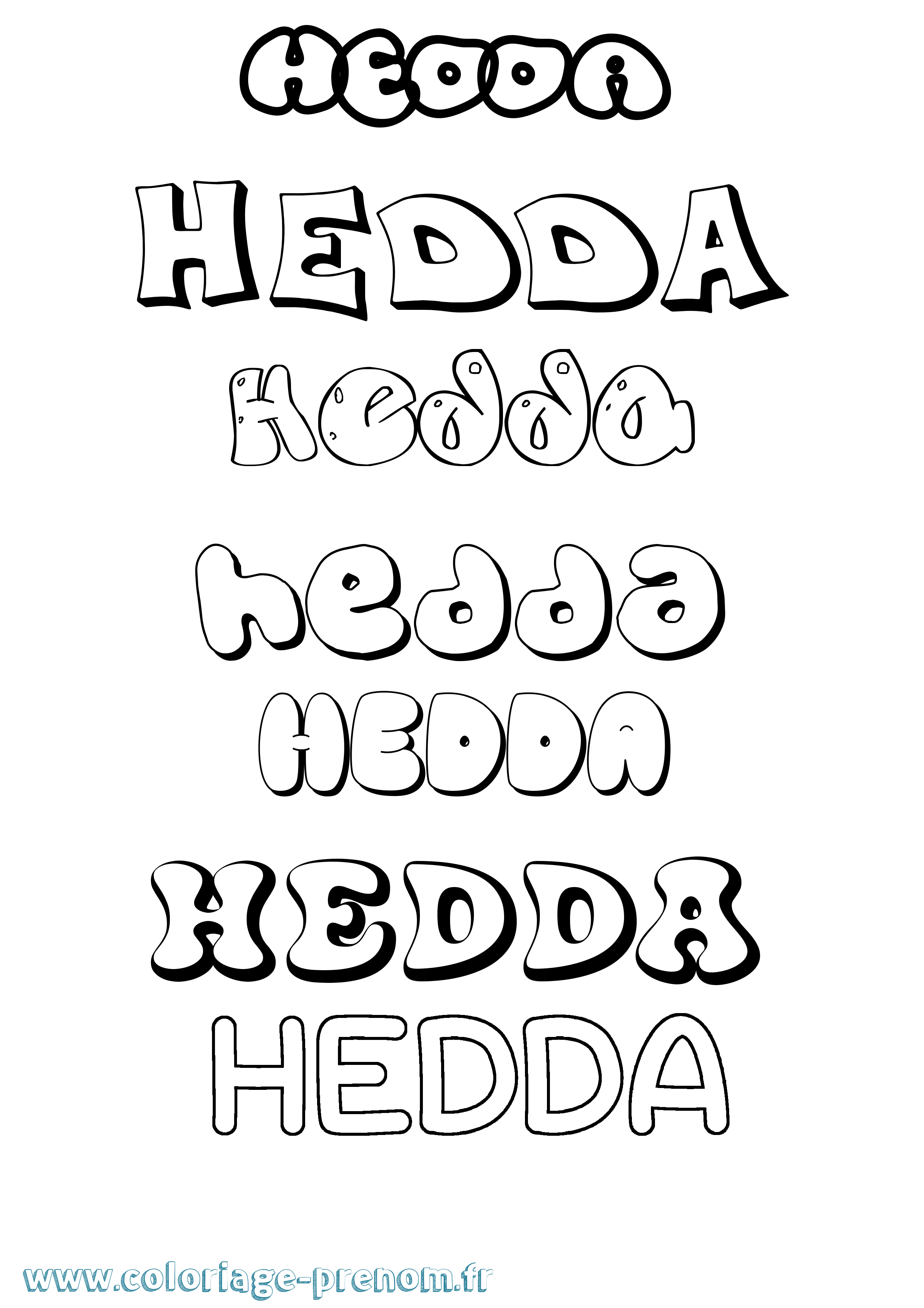 Coloriage prénom Hedda Bubble