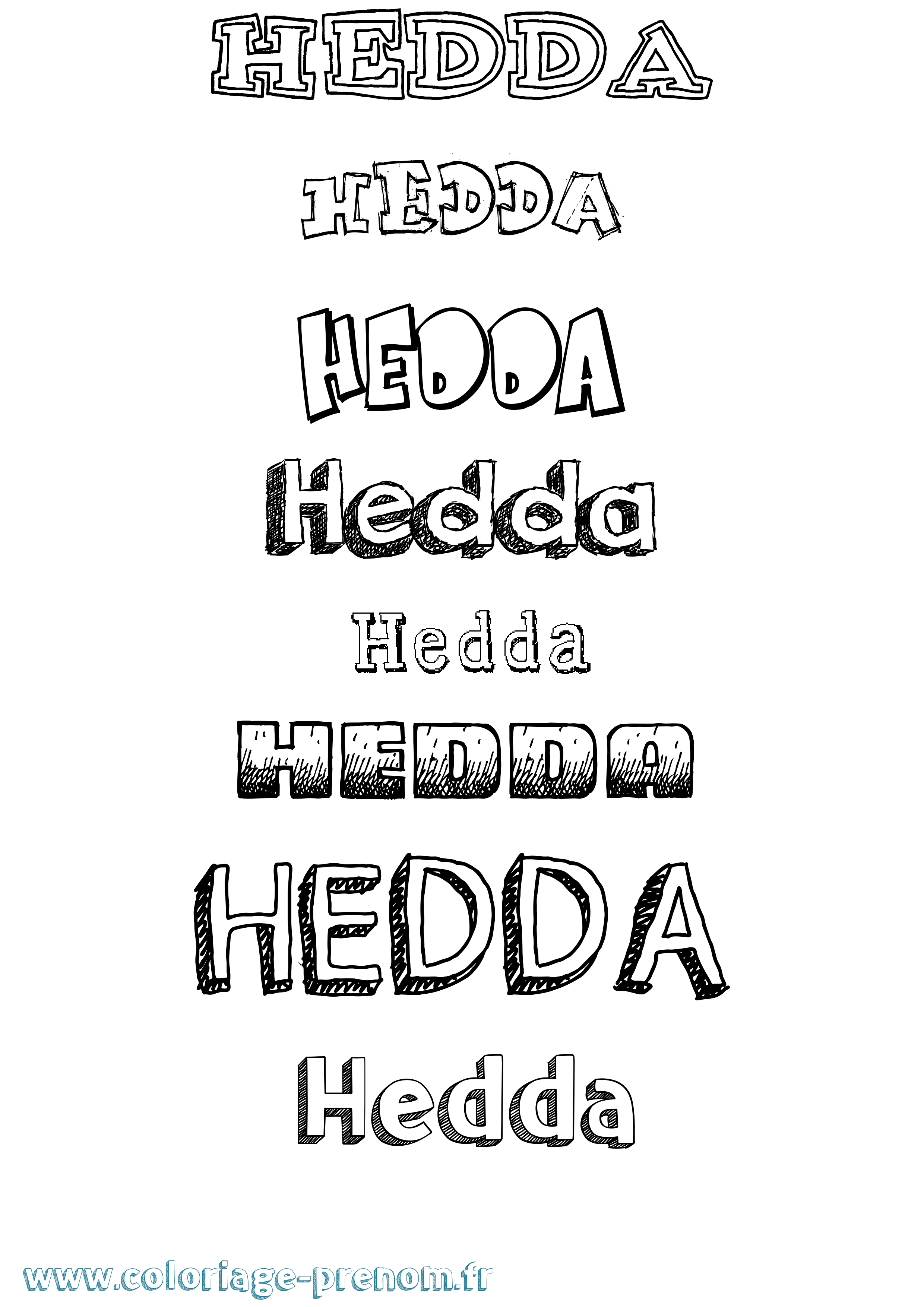 Coloriage prénom Hedda Dessiné