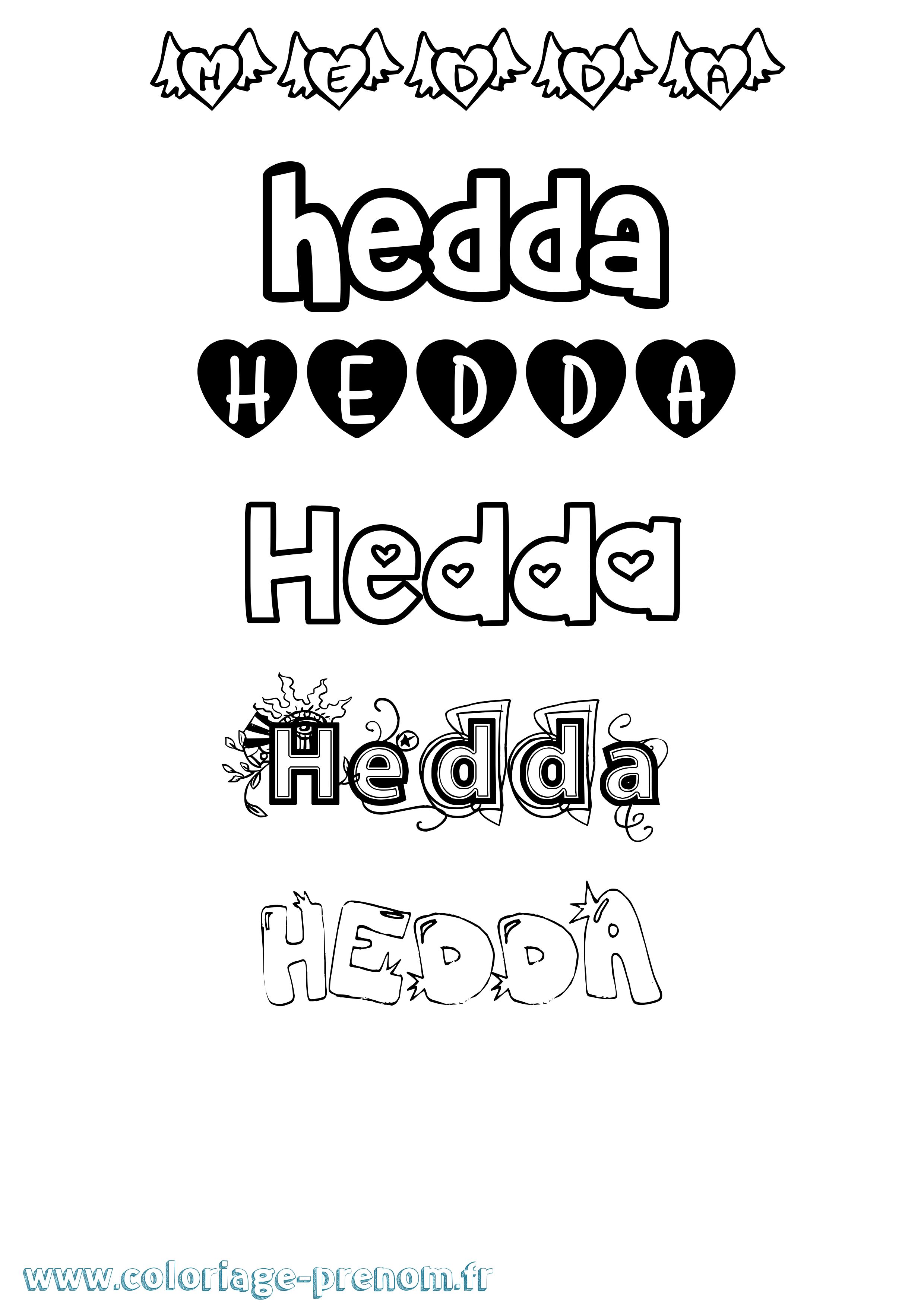 Coloriage prénom Hedda Girly