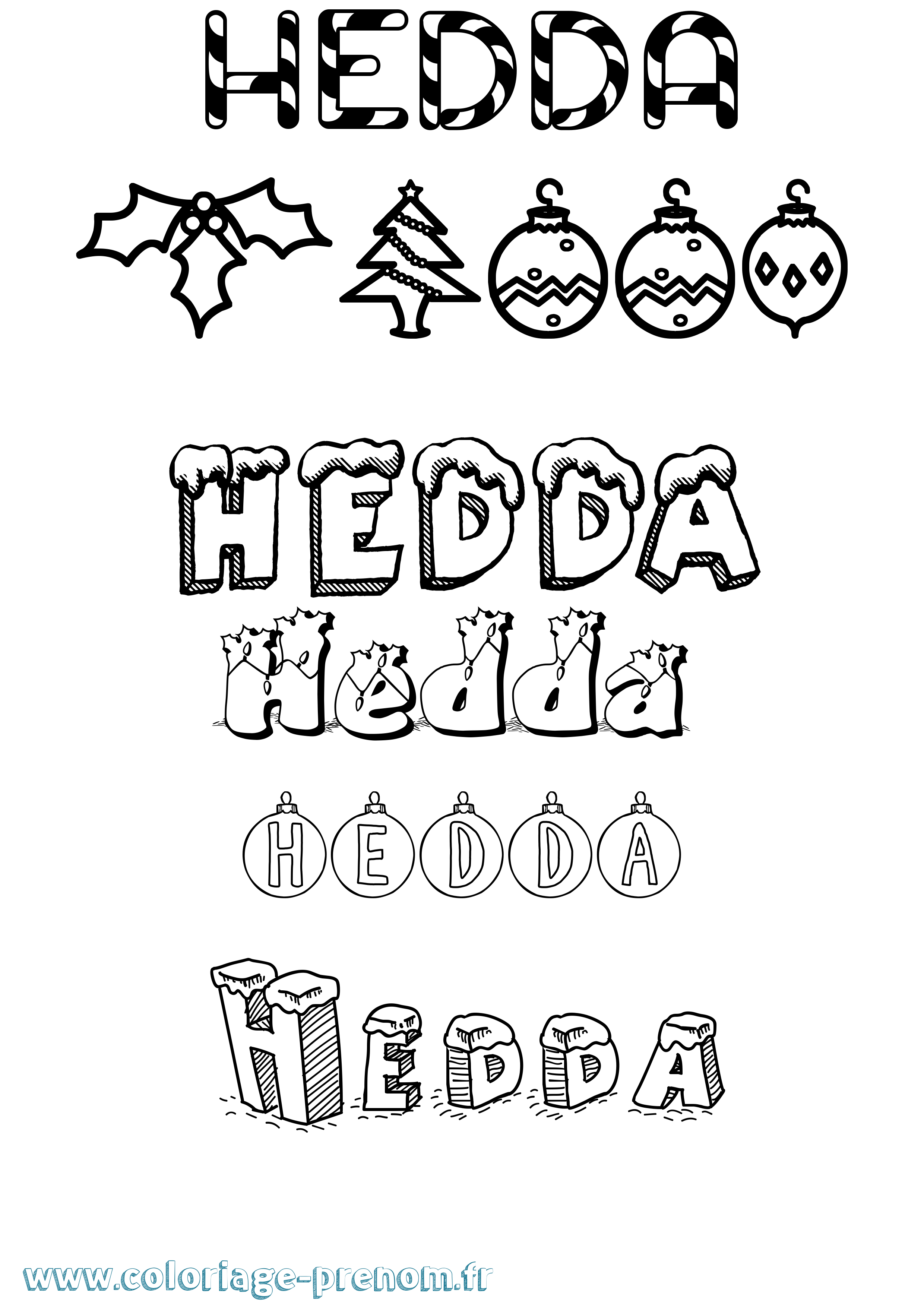 Coloriage prénom Hedda Noël
