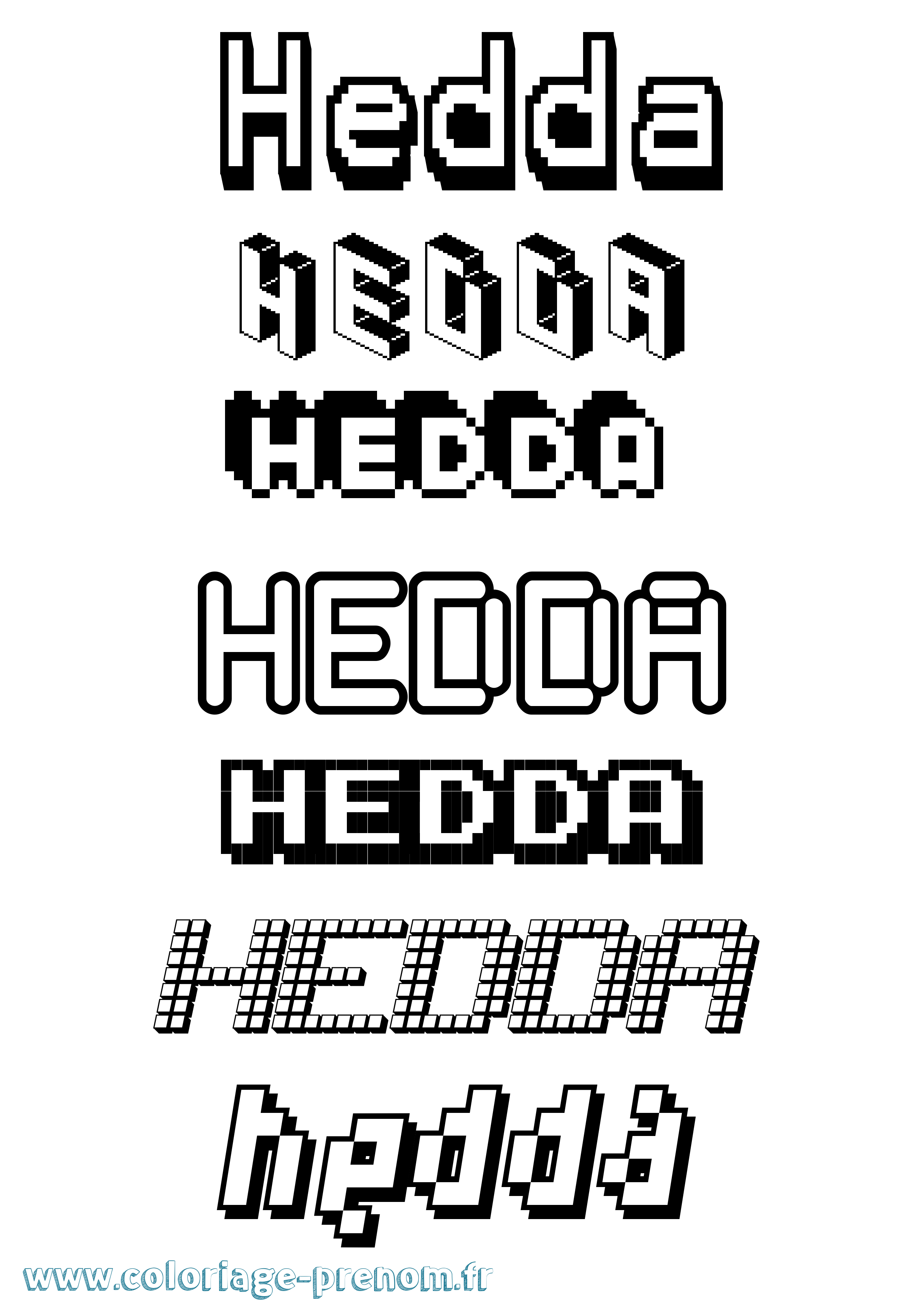 Coloriage prénom Hedda Pixel