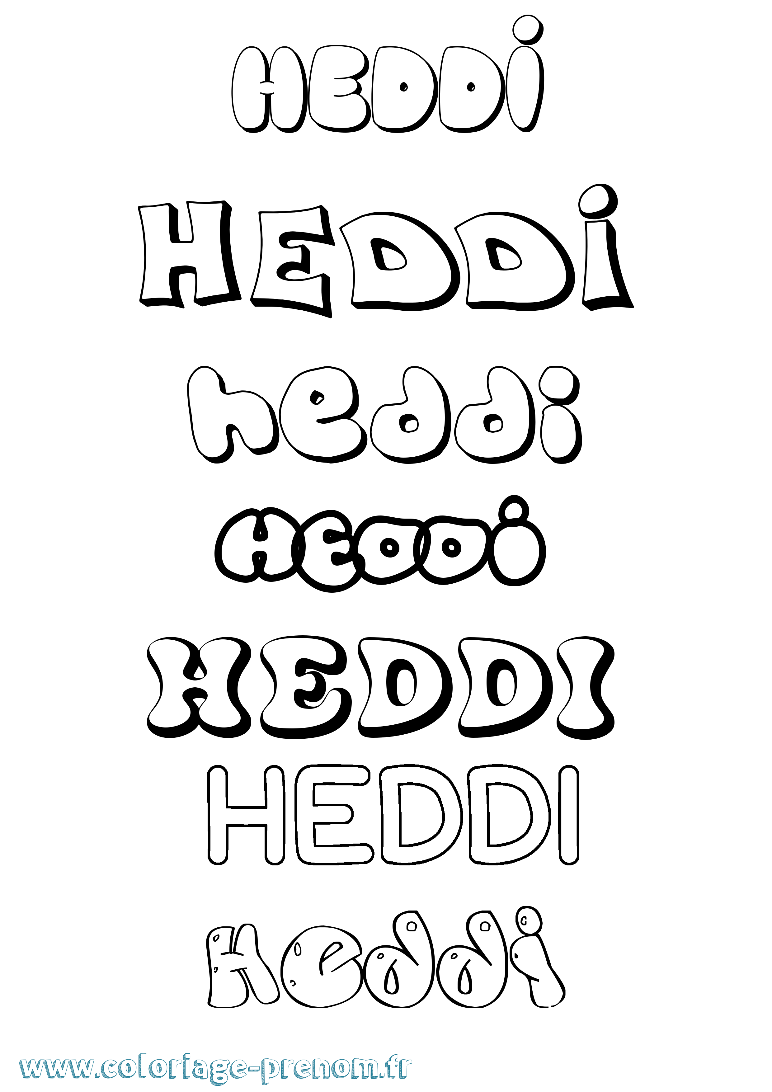 Coloriage prénom Heddi Bubble