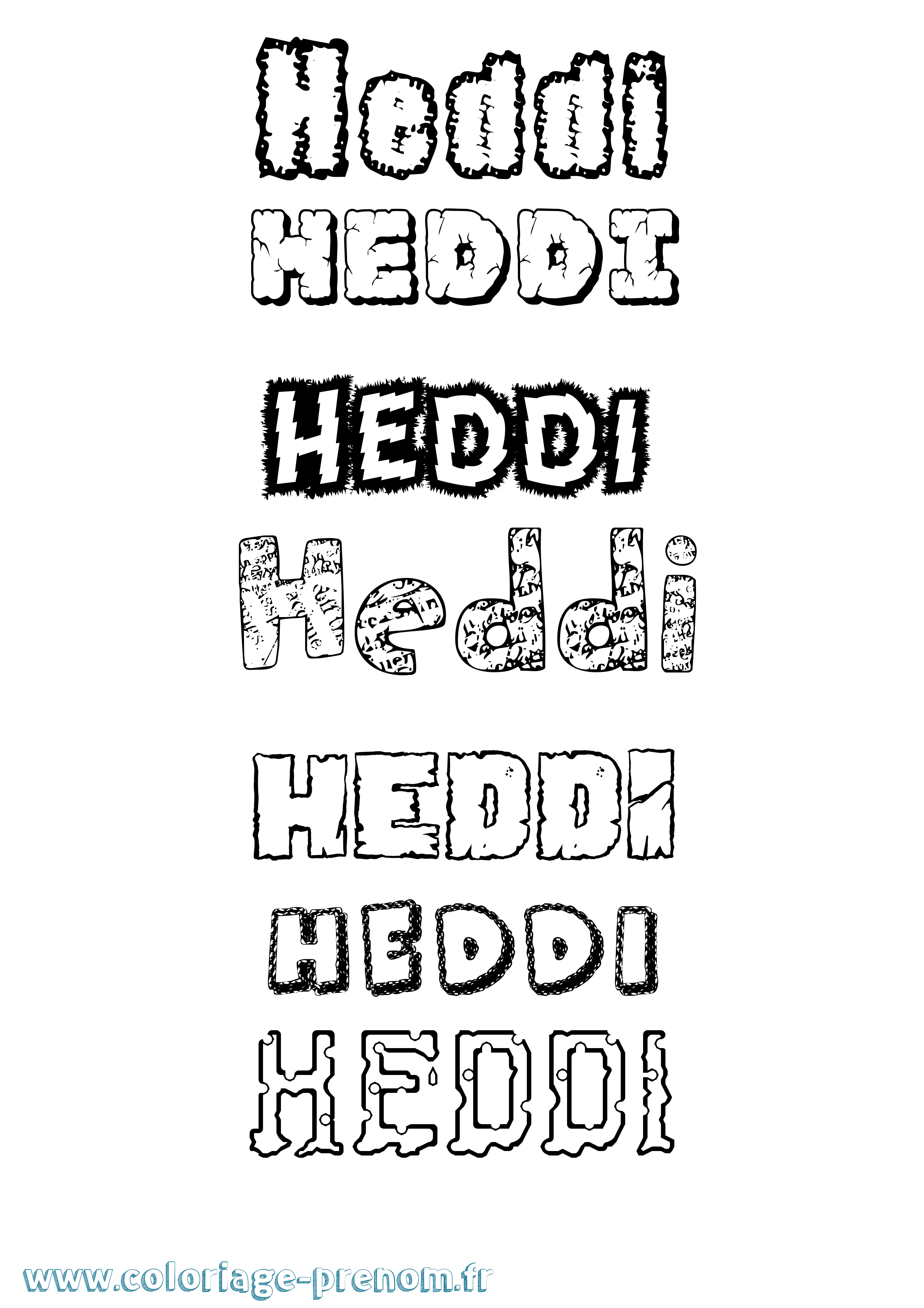 Coloriage prénom Heddi Destructuré