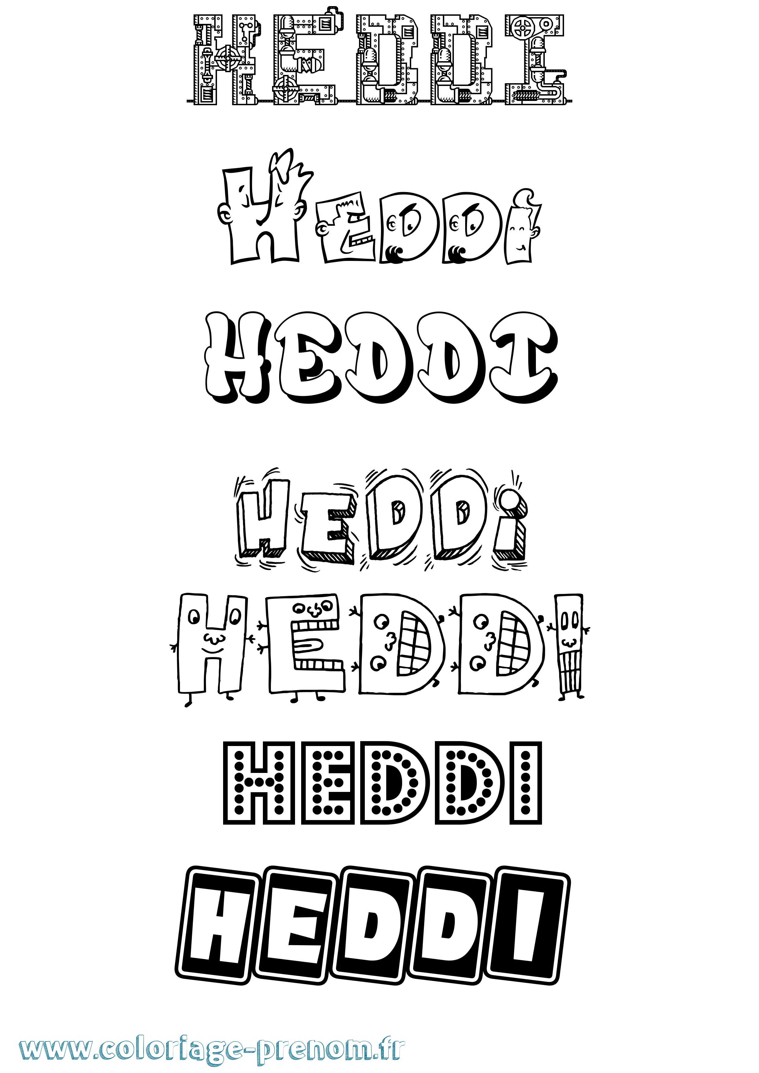 Coloriage prénom Heddi Fun