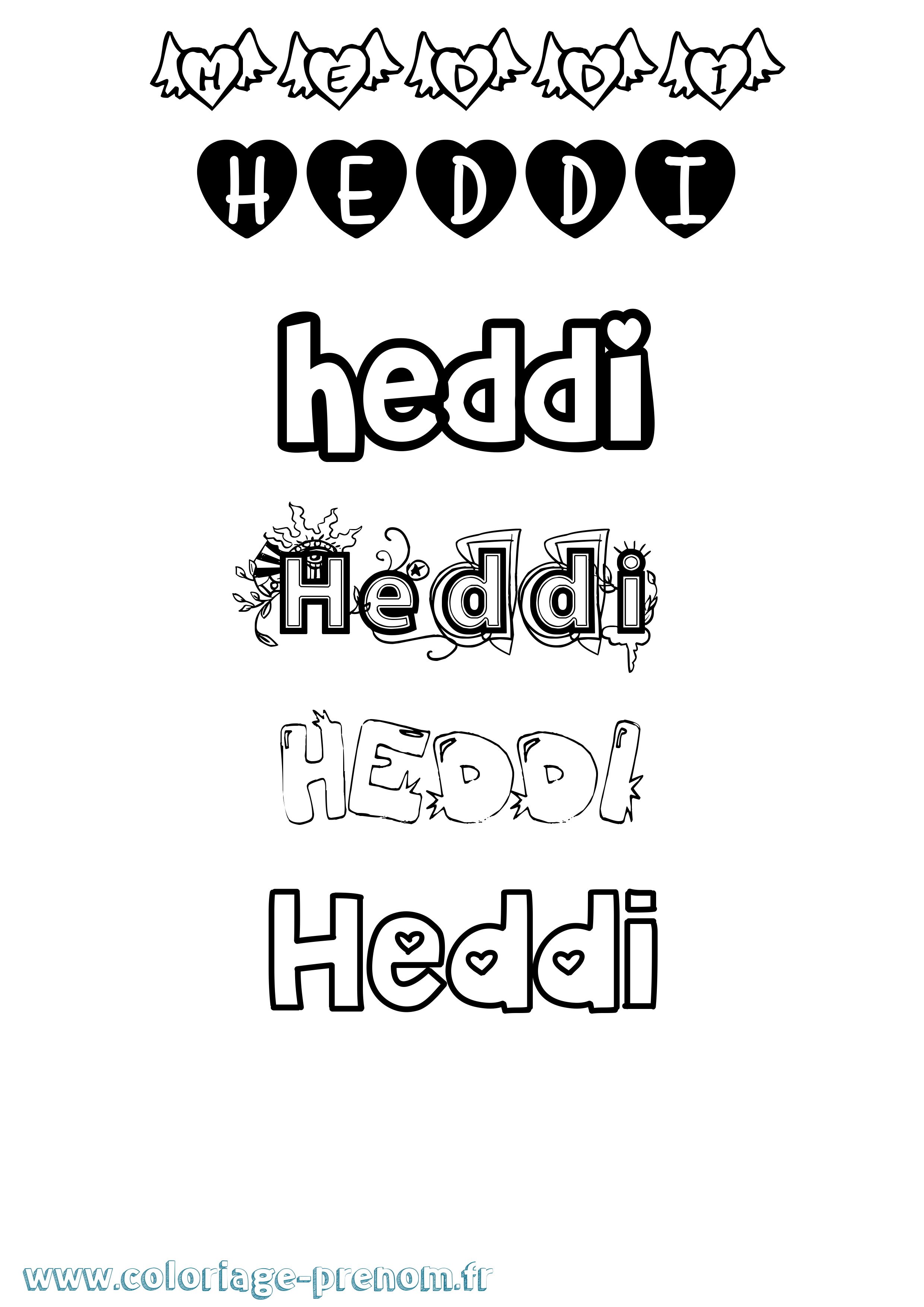 Coloriage prénom Heddi Girly