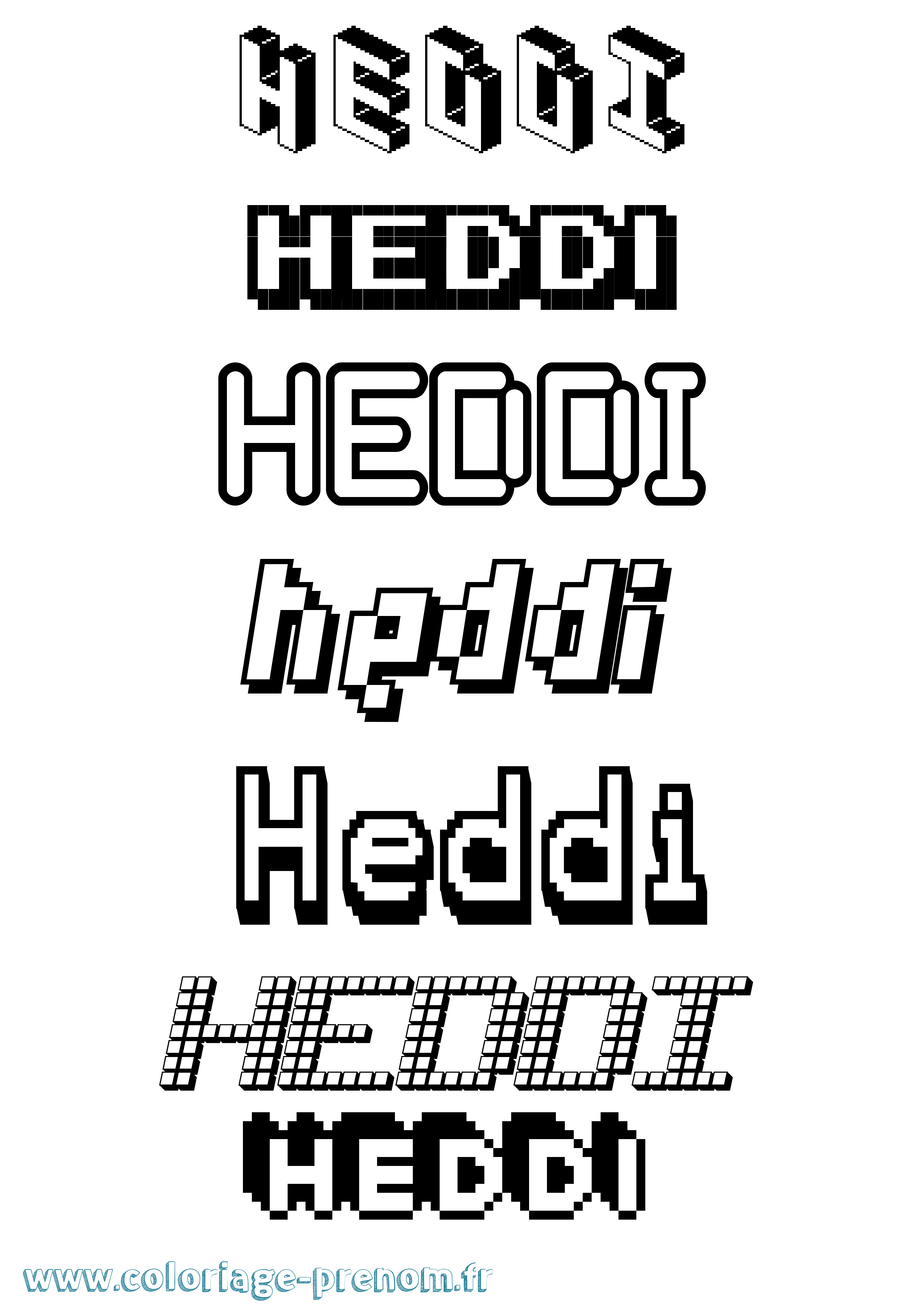 Coloriage prénom Heddi Pixel