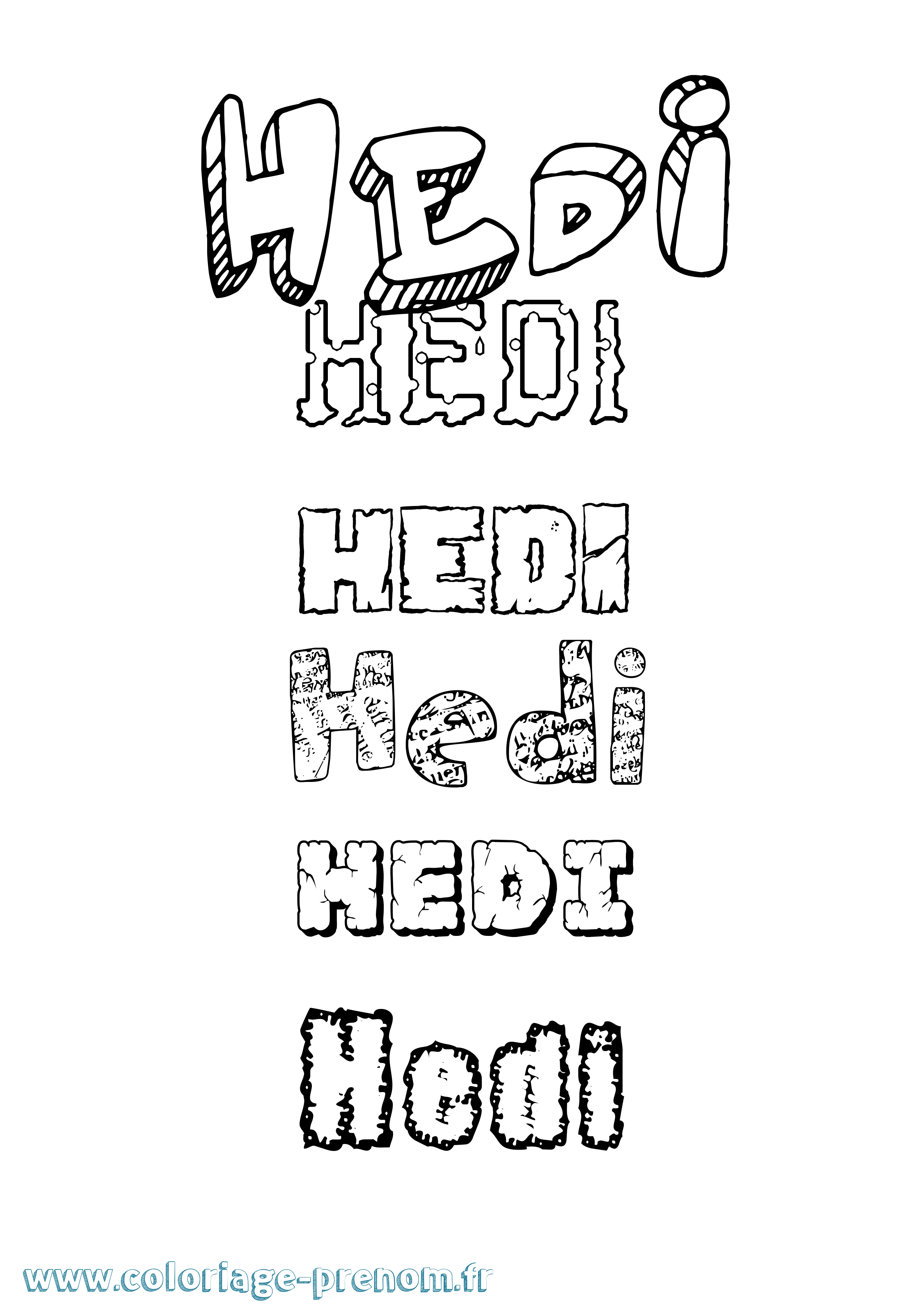 Coloriage prénom Hedi