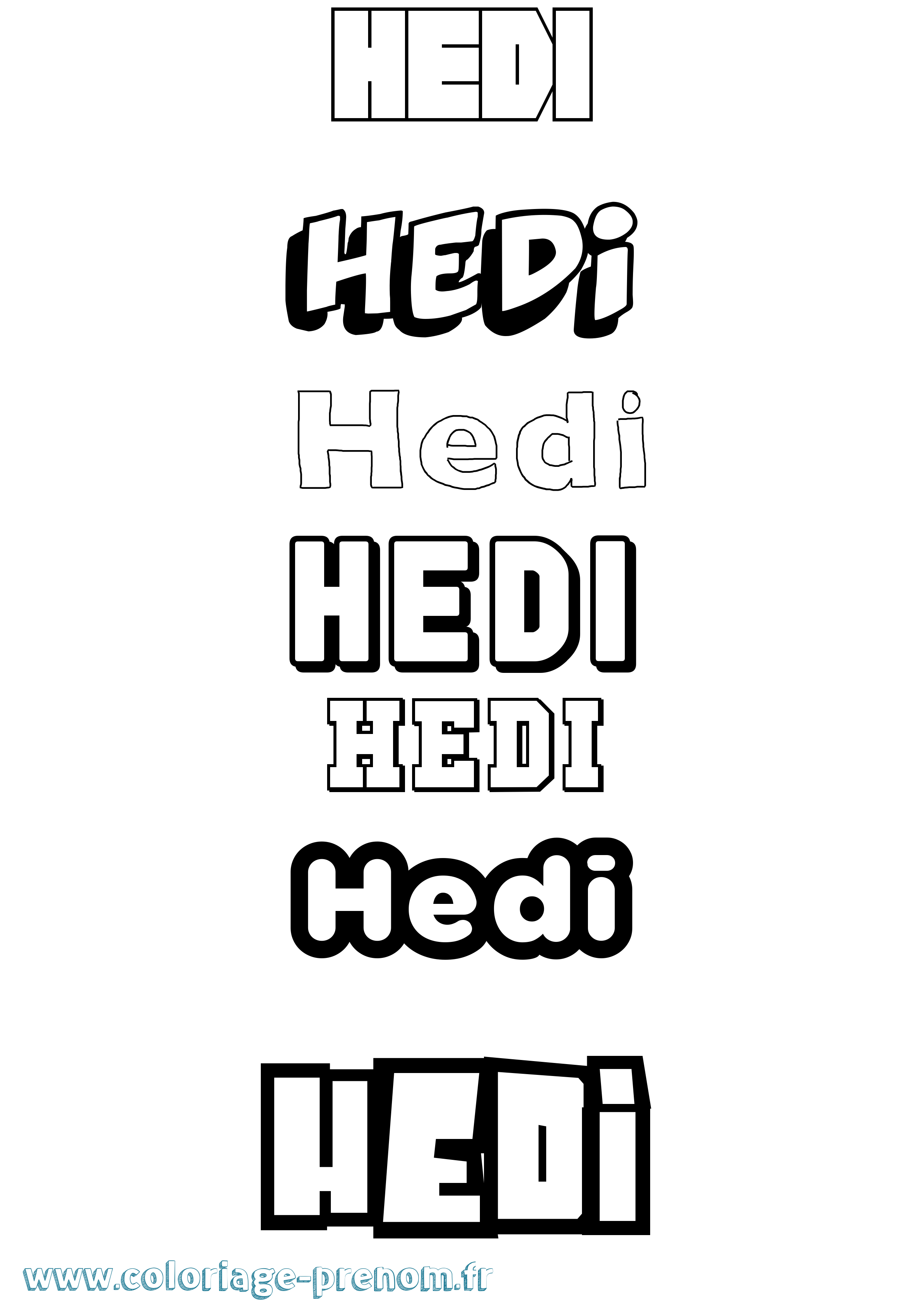 Coloriage prénom Hedi Simple