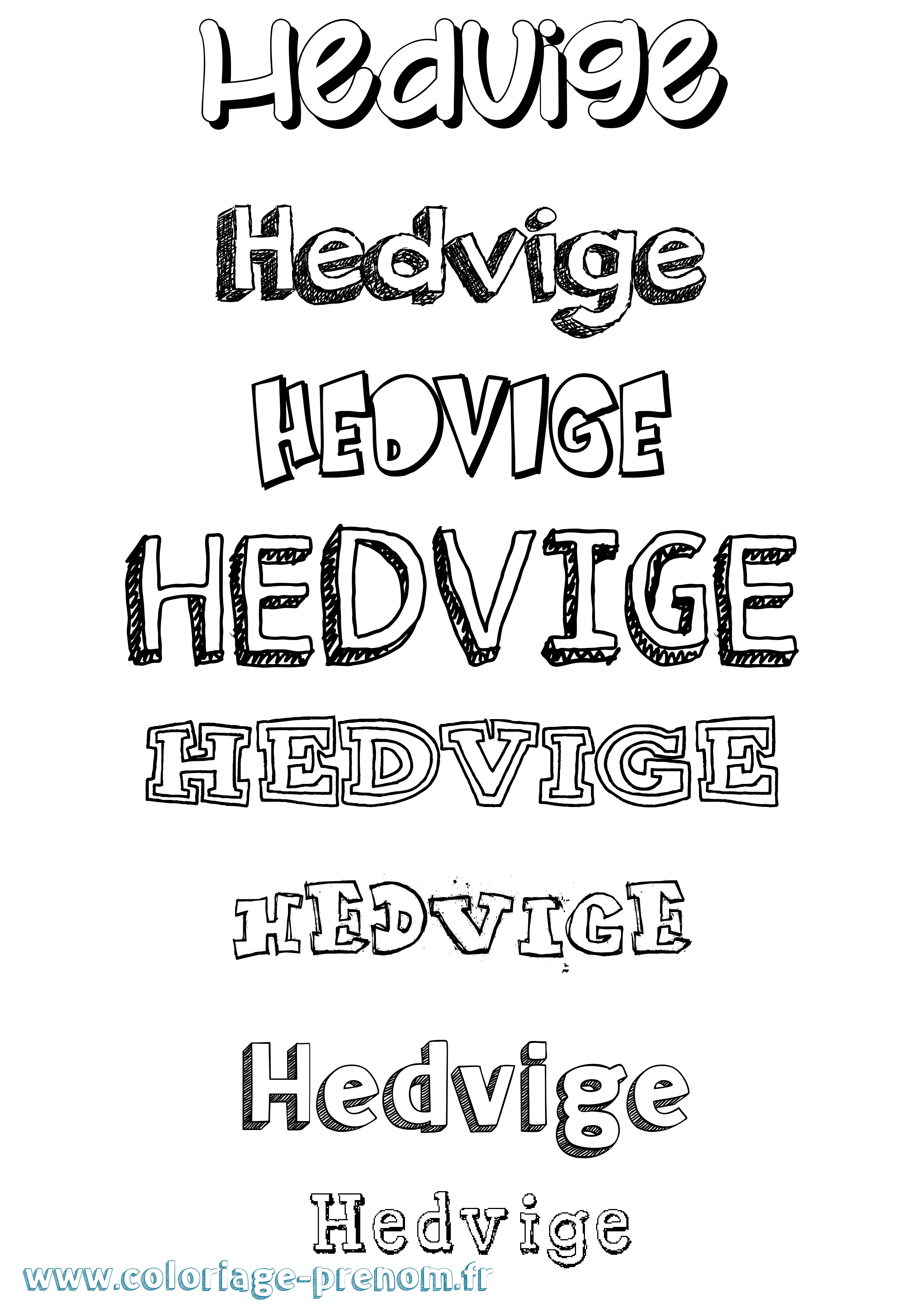 Coloriage prénom Hedvige Dessiné