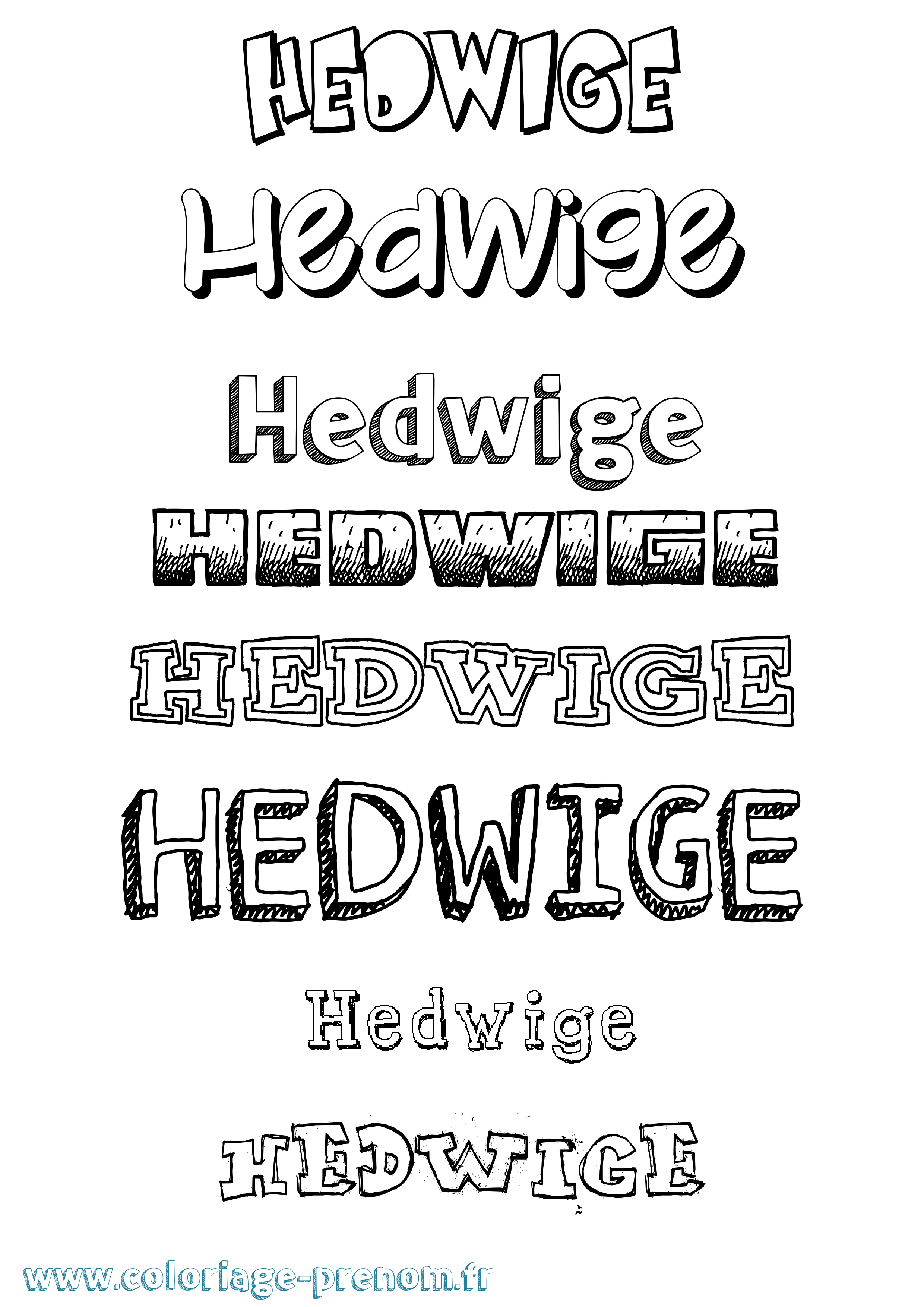 Coloriage prénom Hedwige Dessiné