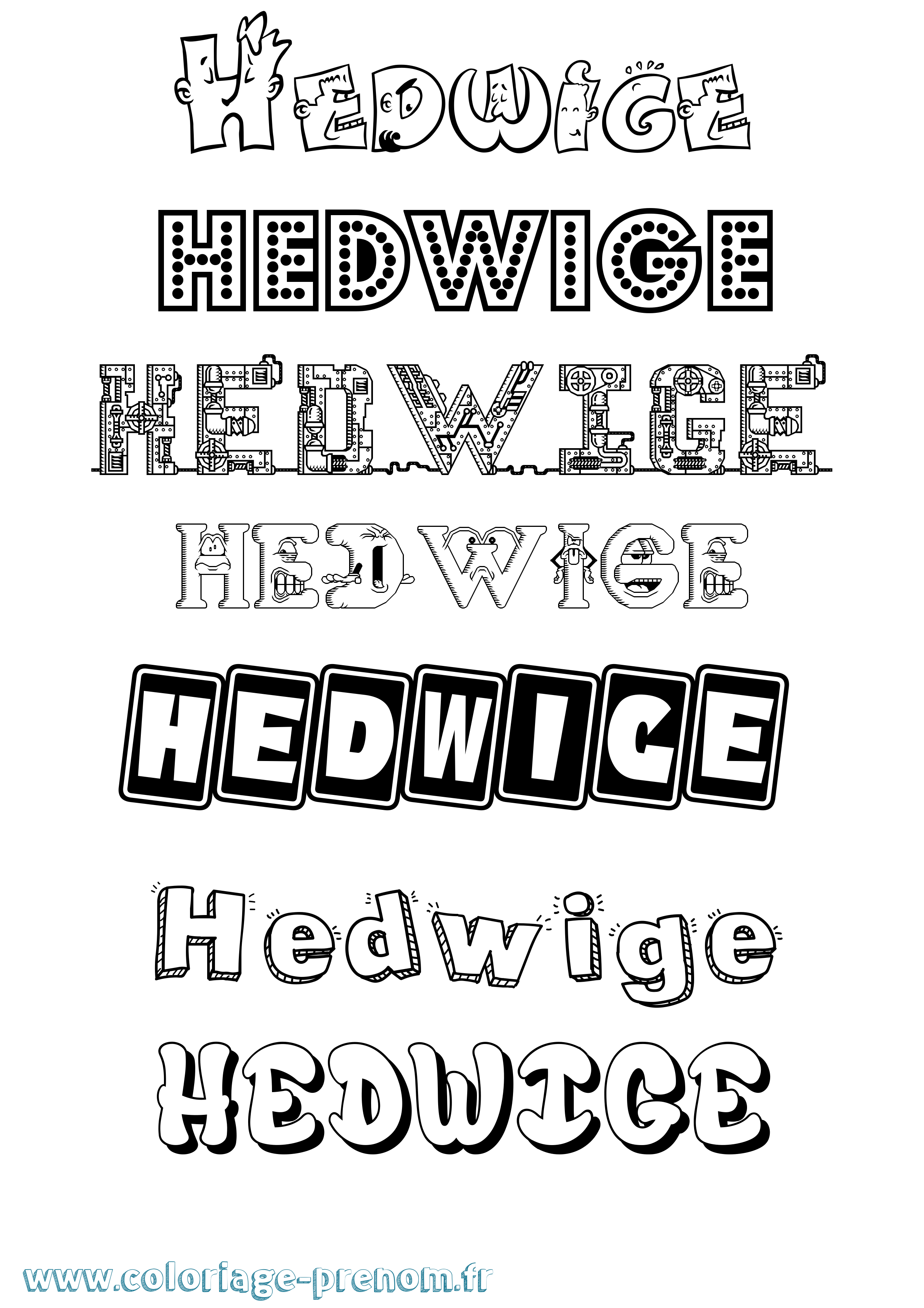 Coloriage prénom Hedwige Fun