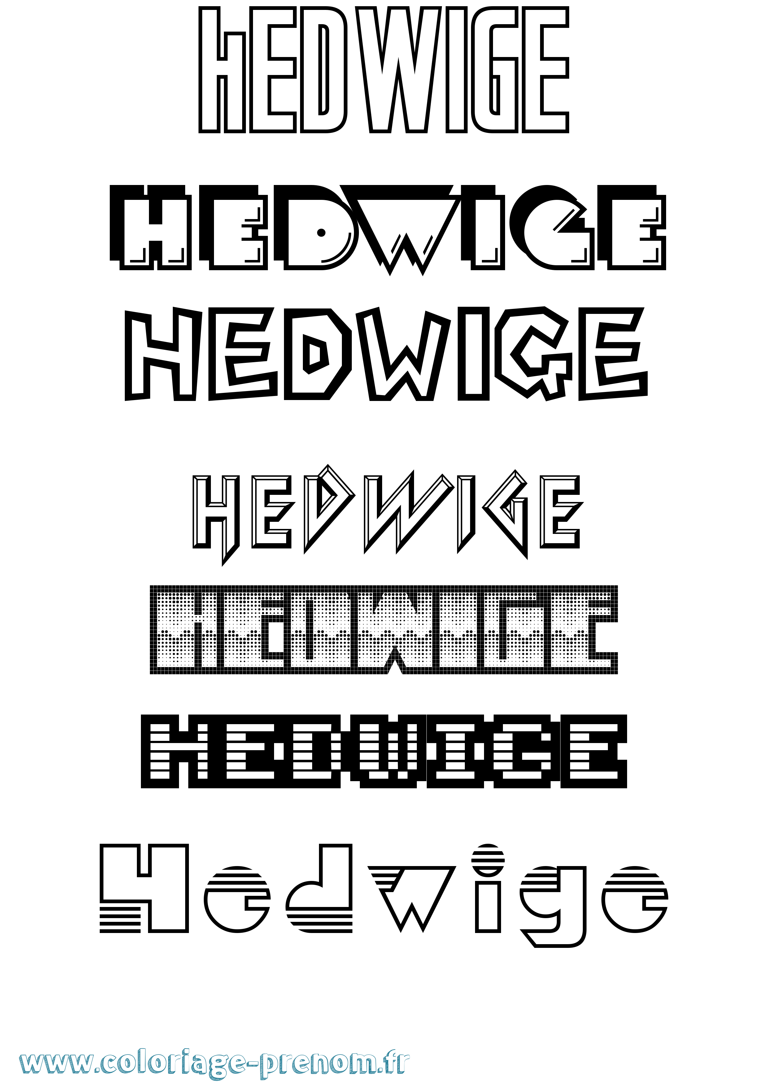 Coloriage prénom Hedwige Jeux Vidéos