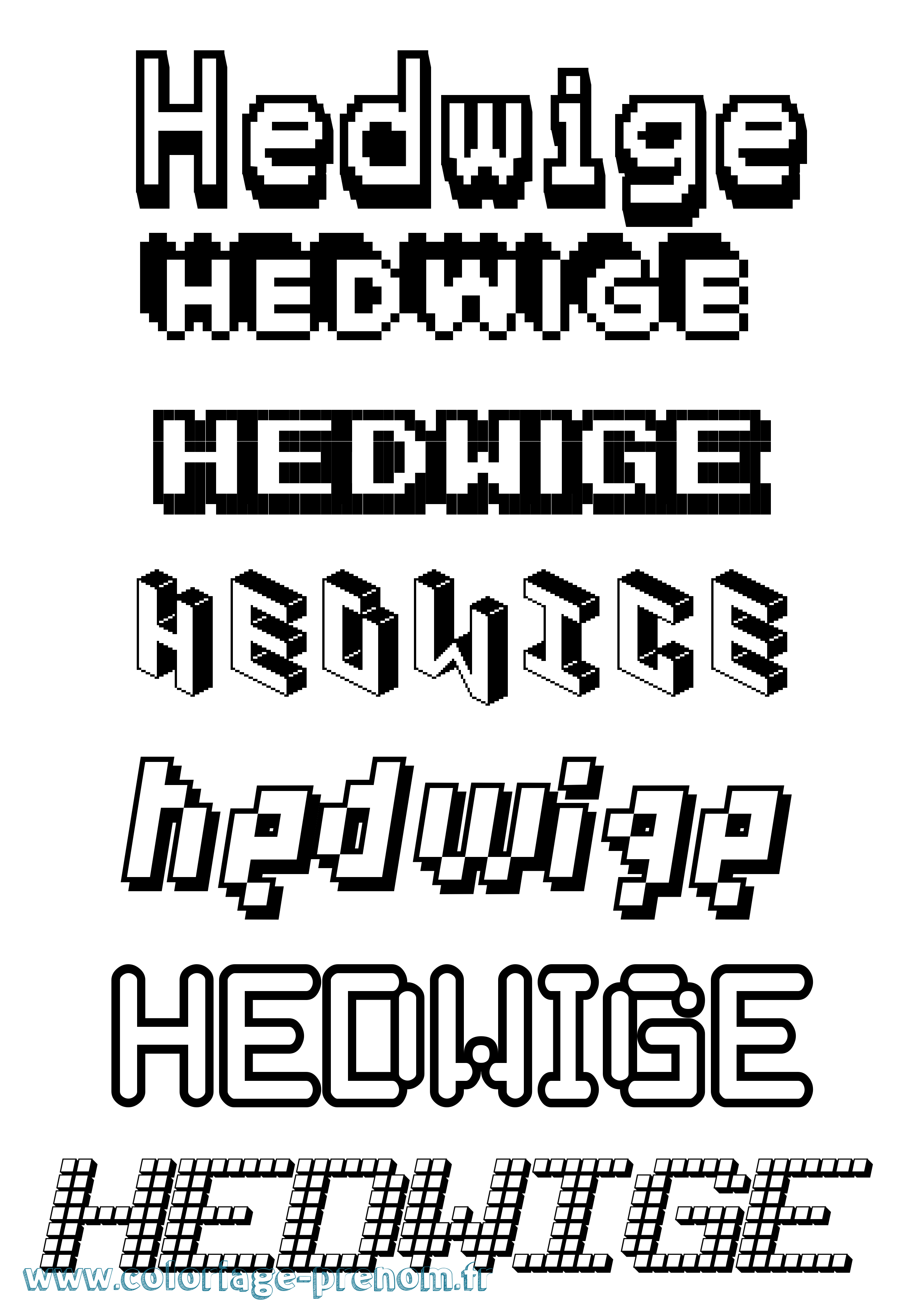 Coloriage prénom Hedwige Pixel