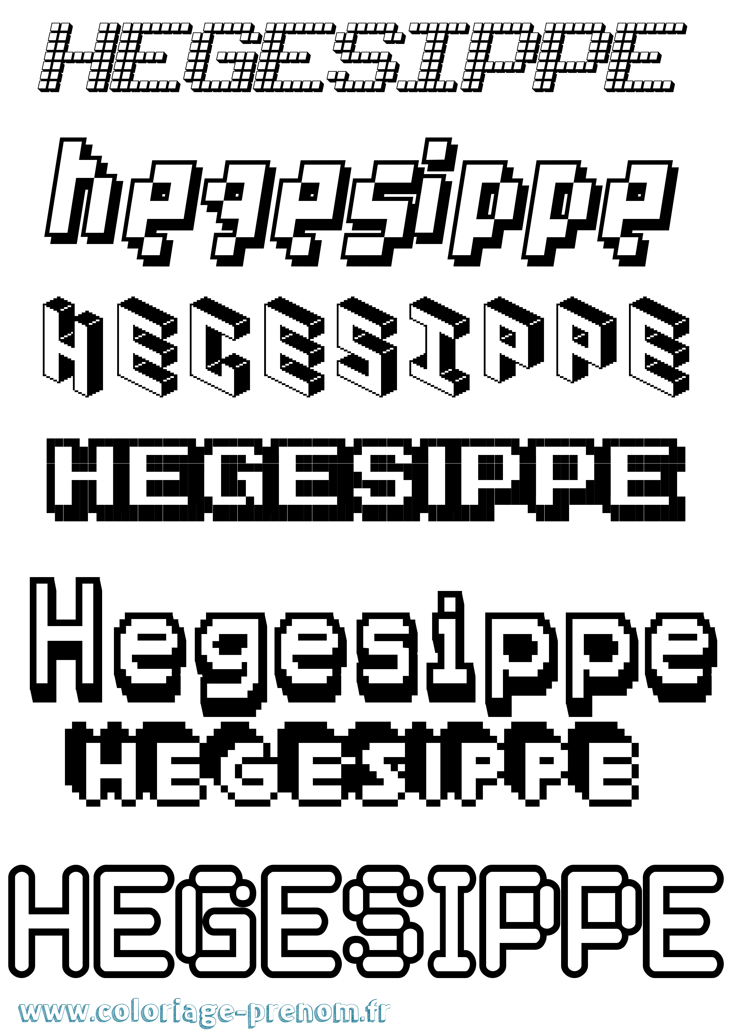 Coloriage prénom Hegesippe Pixel