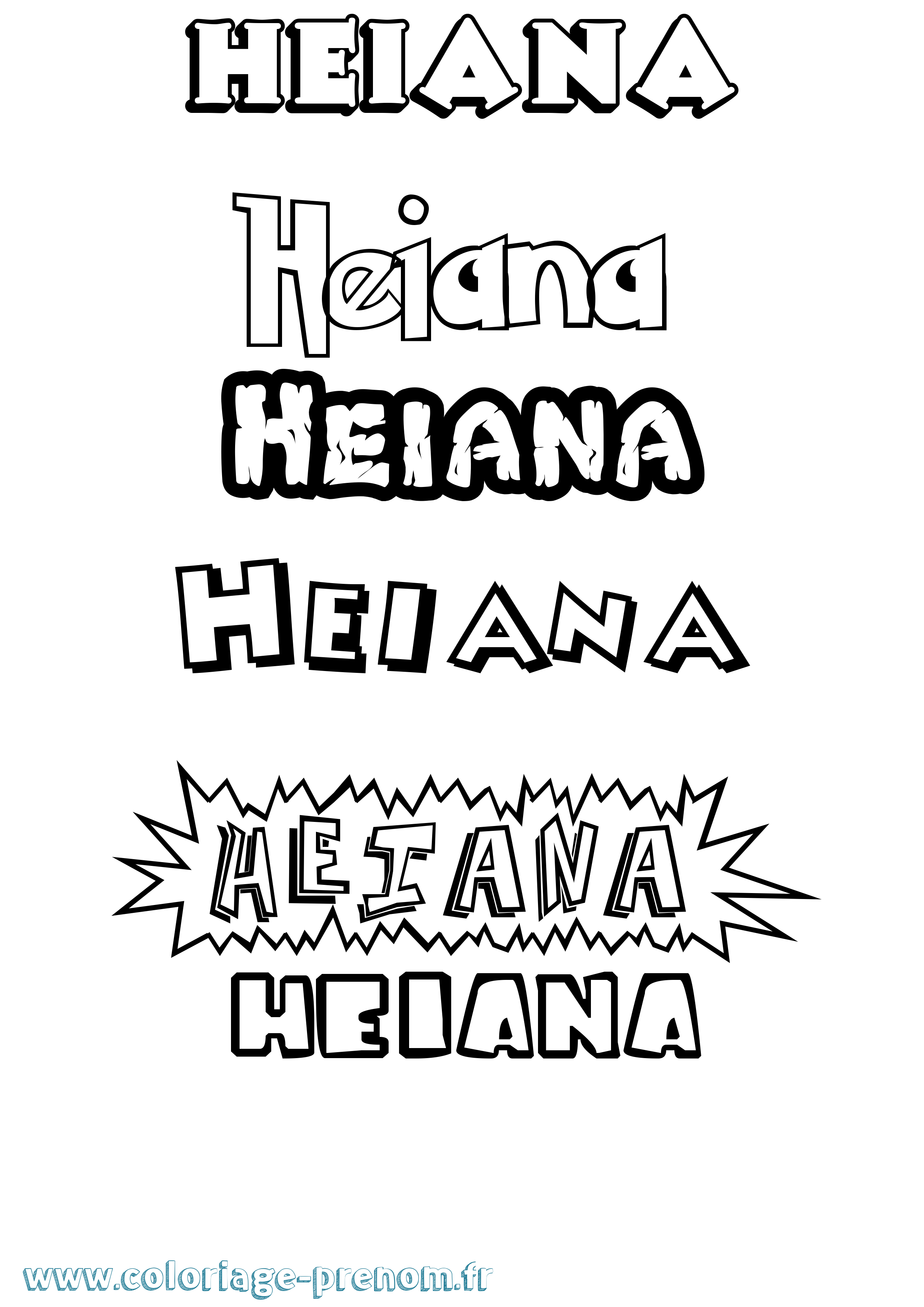 Coloriage prénom Heiana Dessin Animé