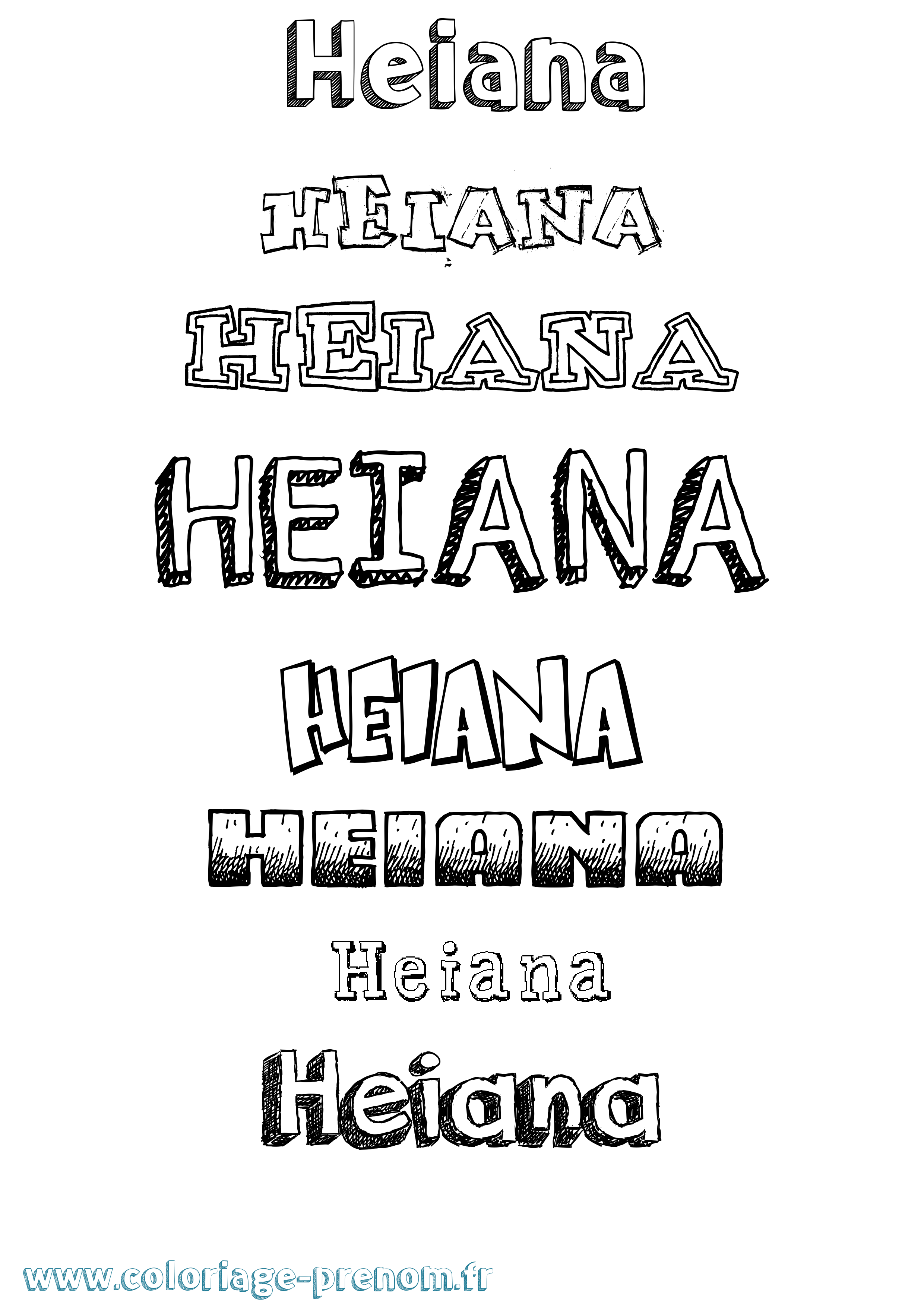 Coloriage prénom Heiana Dessiné