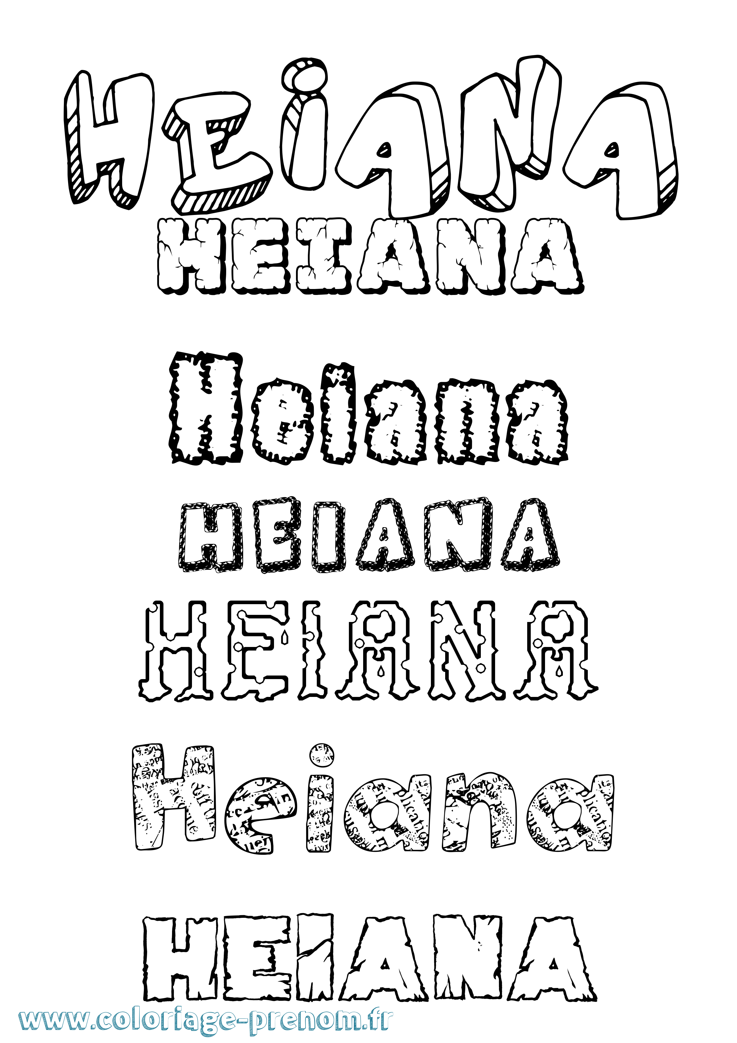 Coloriage prénom Heiana Destructuré