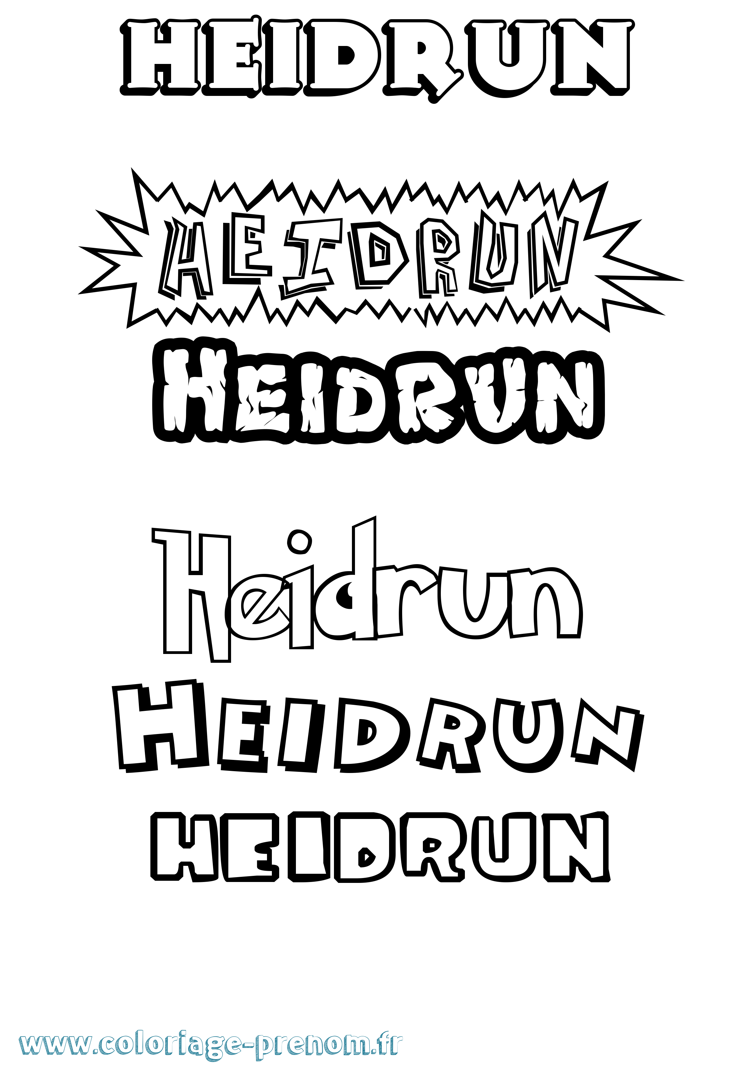 Coloriage prénom Heidrun Dessin Animé