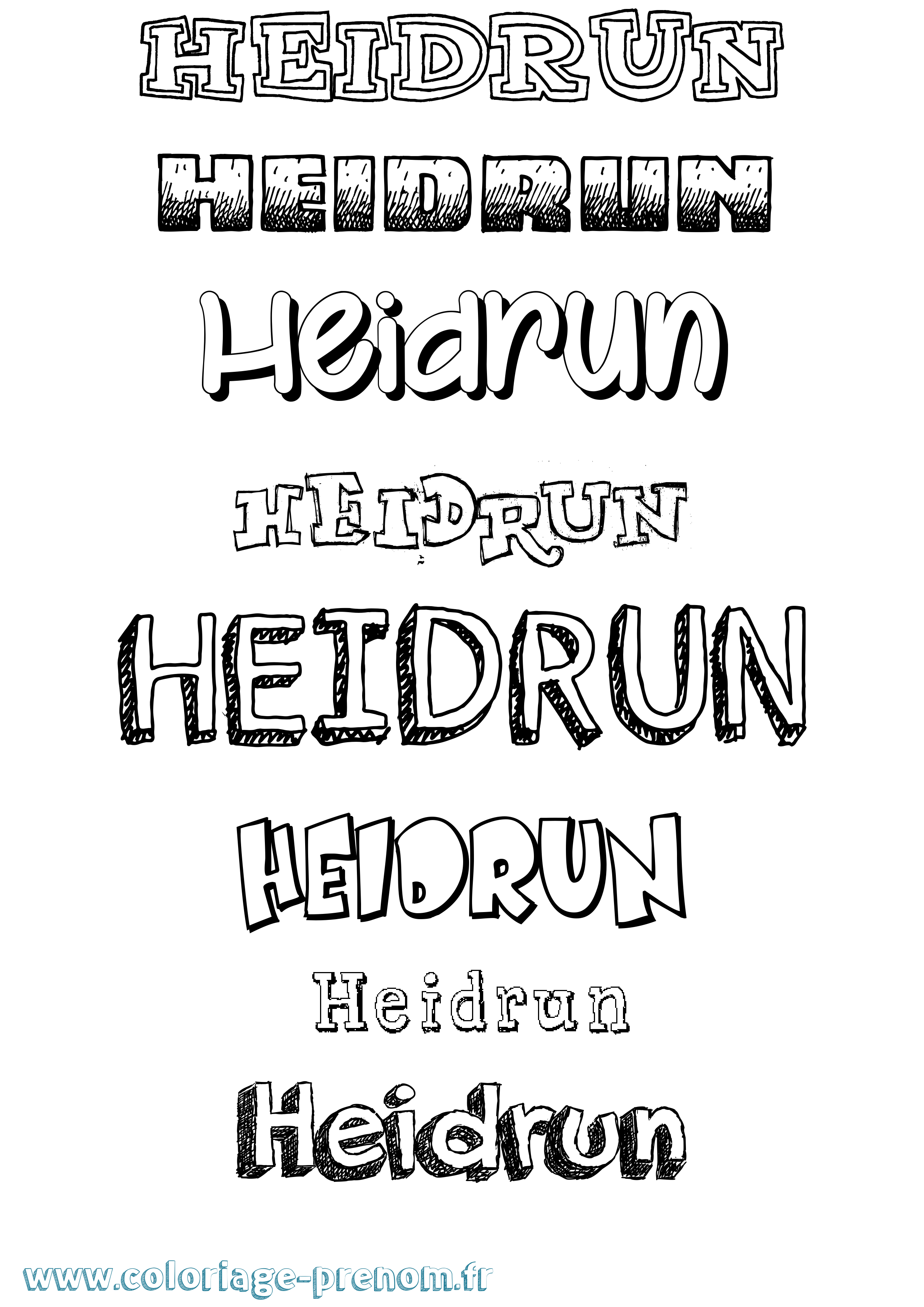 Coloriage prénom Heidrun Dessiné