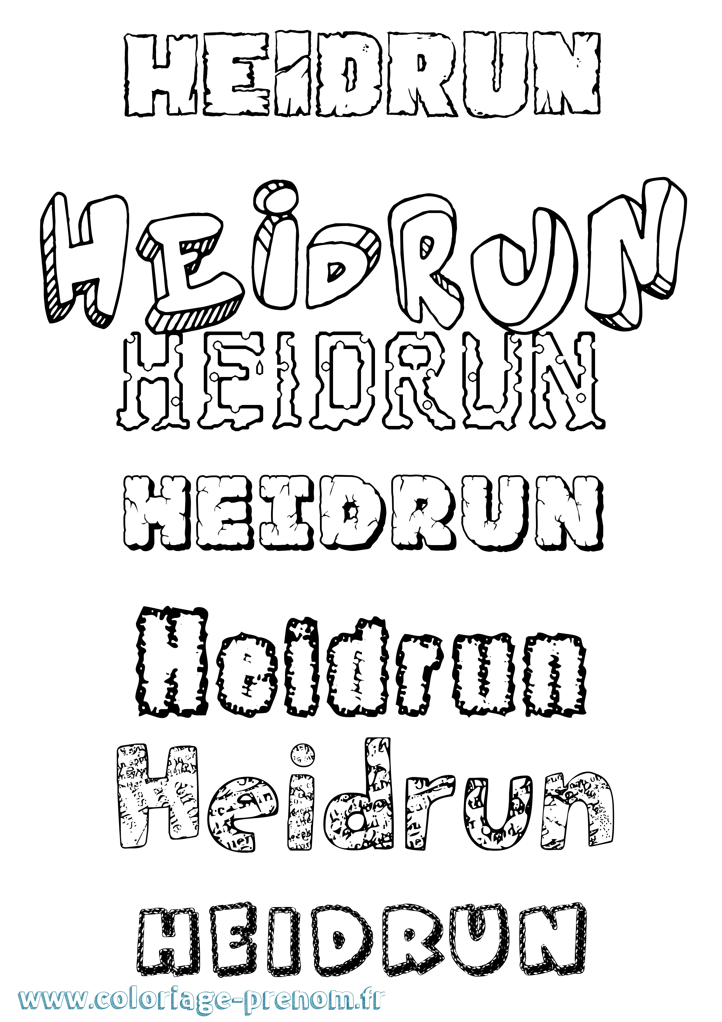 Coloriage prénom Heidrun Destructuré