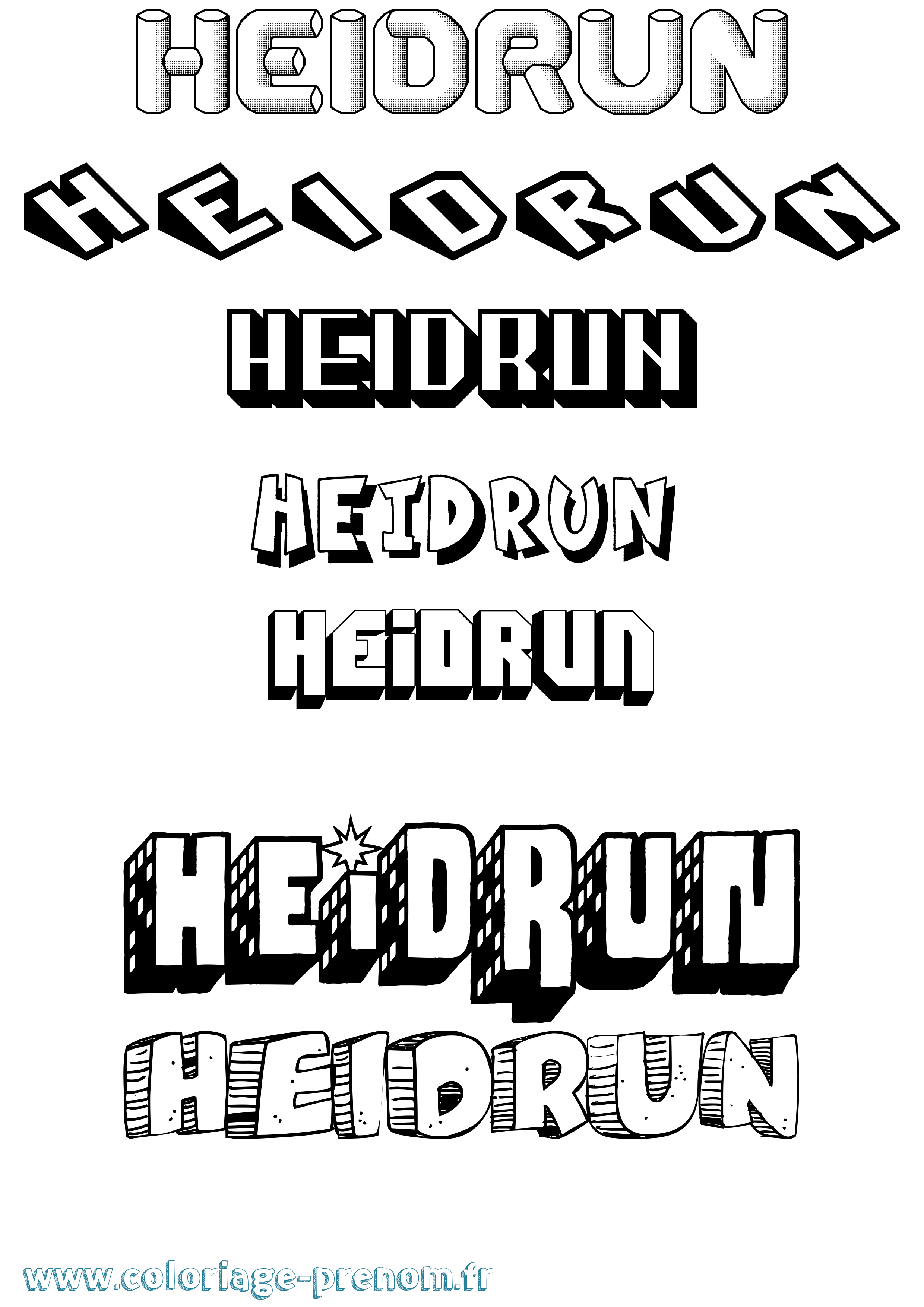 Coloriage prénom Heidrun Effet 3D
