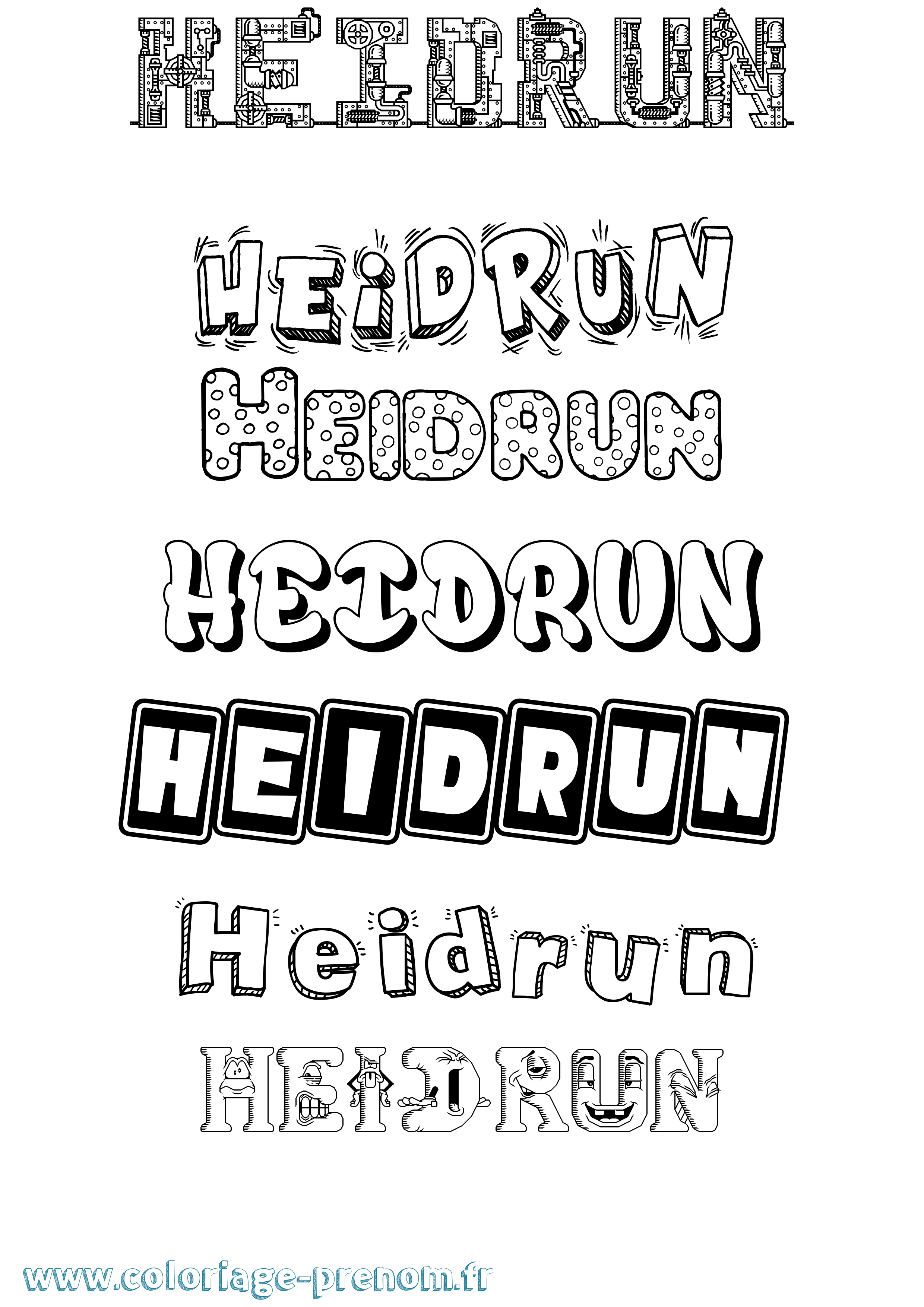 Coloriage prénom Heidrun Fun
