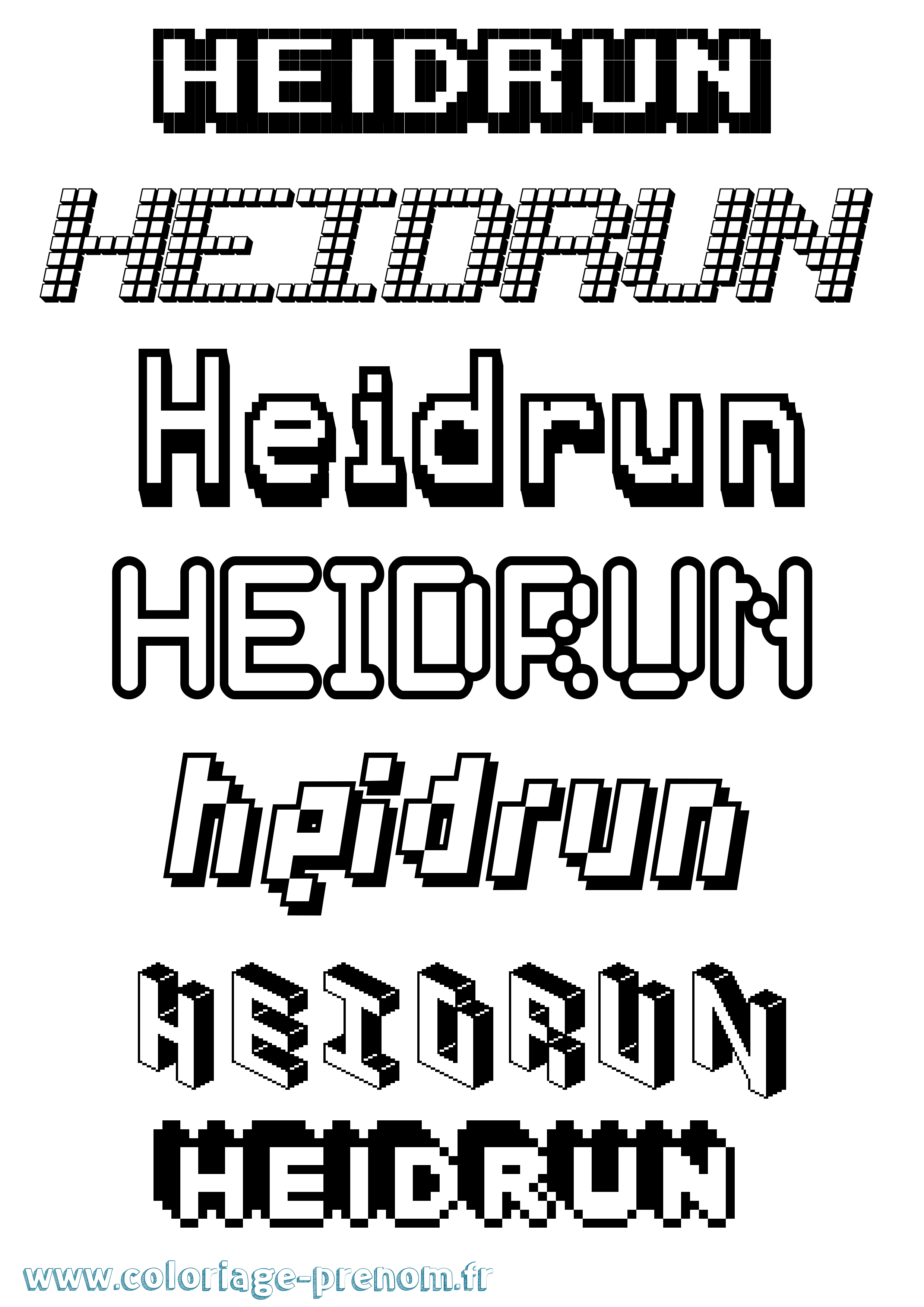 Coloriage prénom Heidrun Pixel