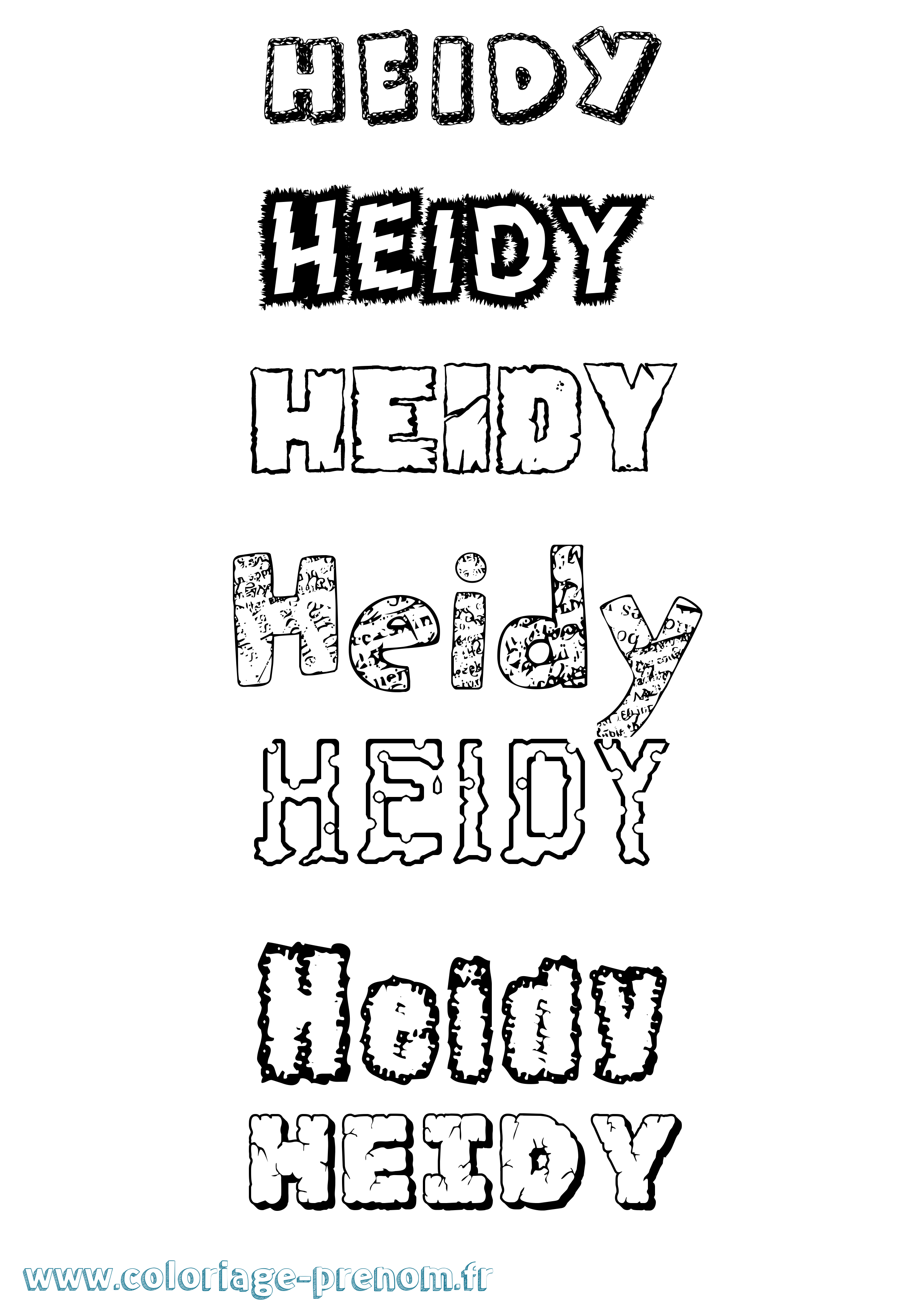 Coloriage prénom Heidy Destructuré