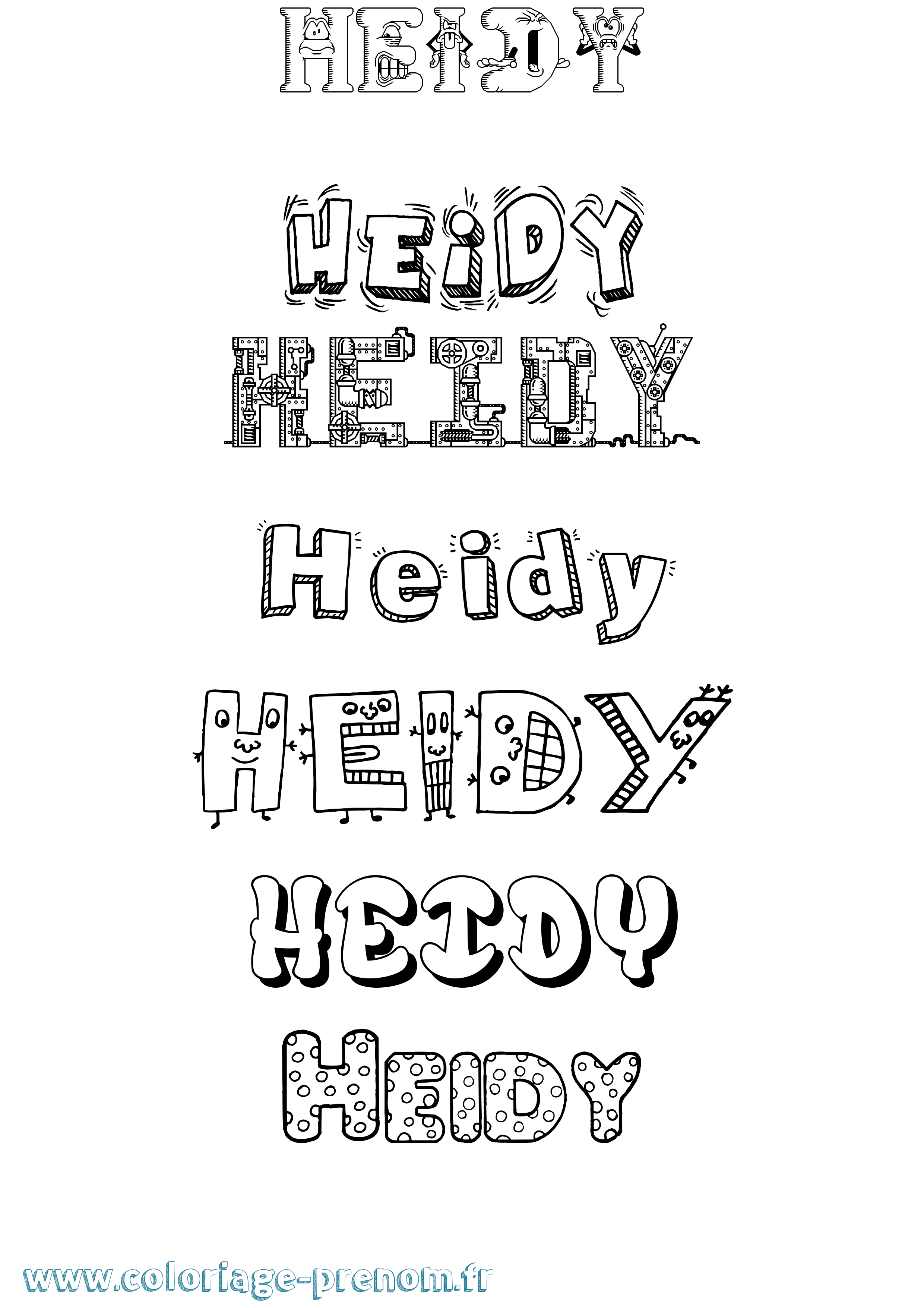 Coloriage prénom Heidy Fun