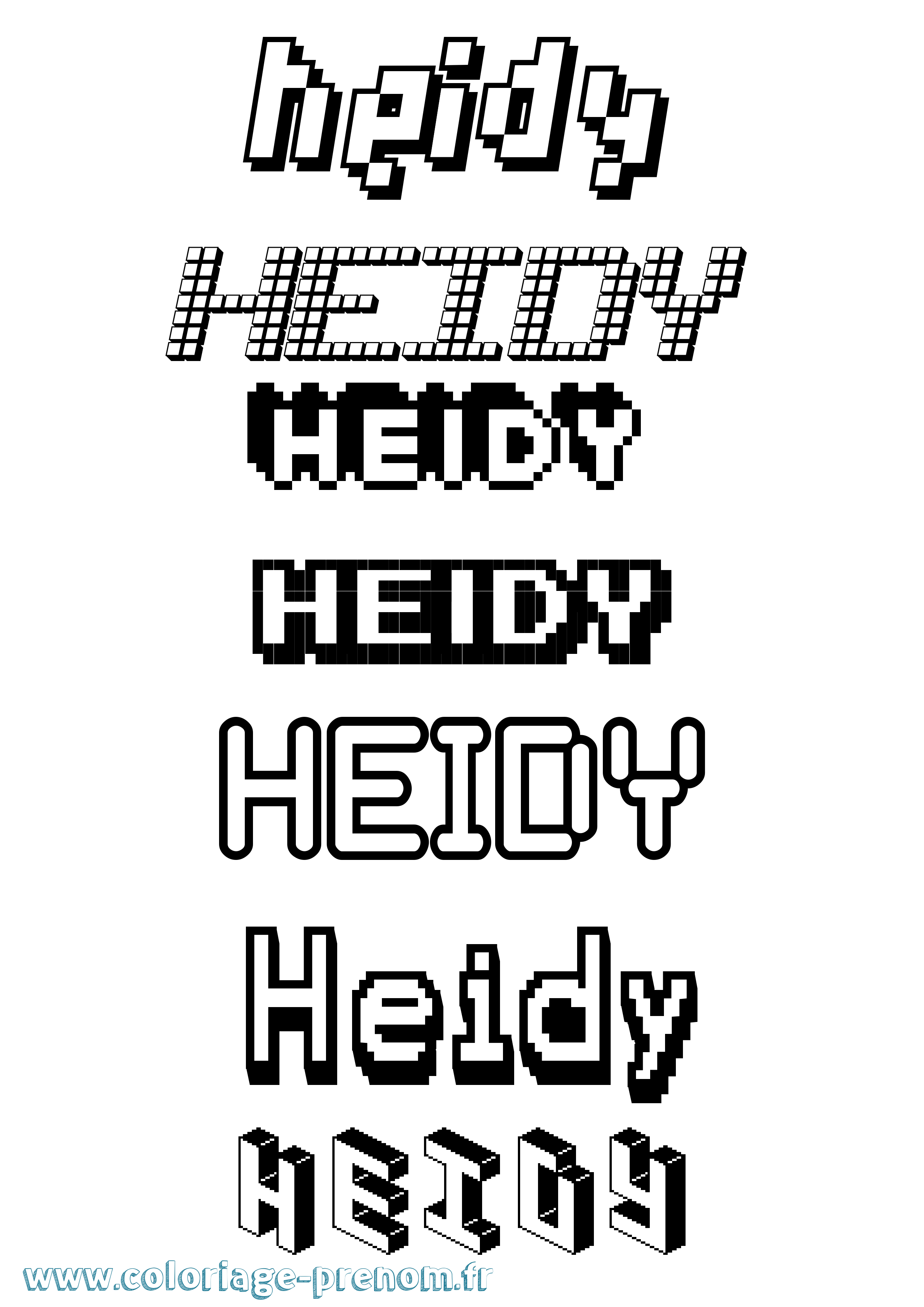 Coloriage prénom Heidy Pixel