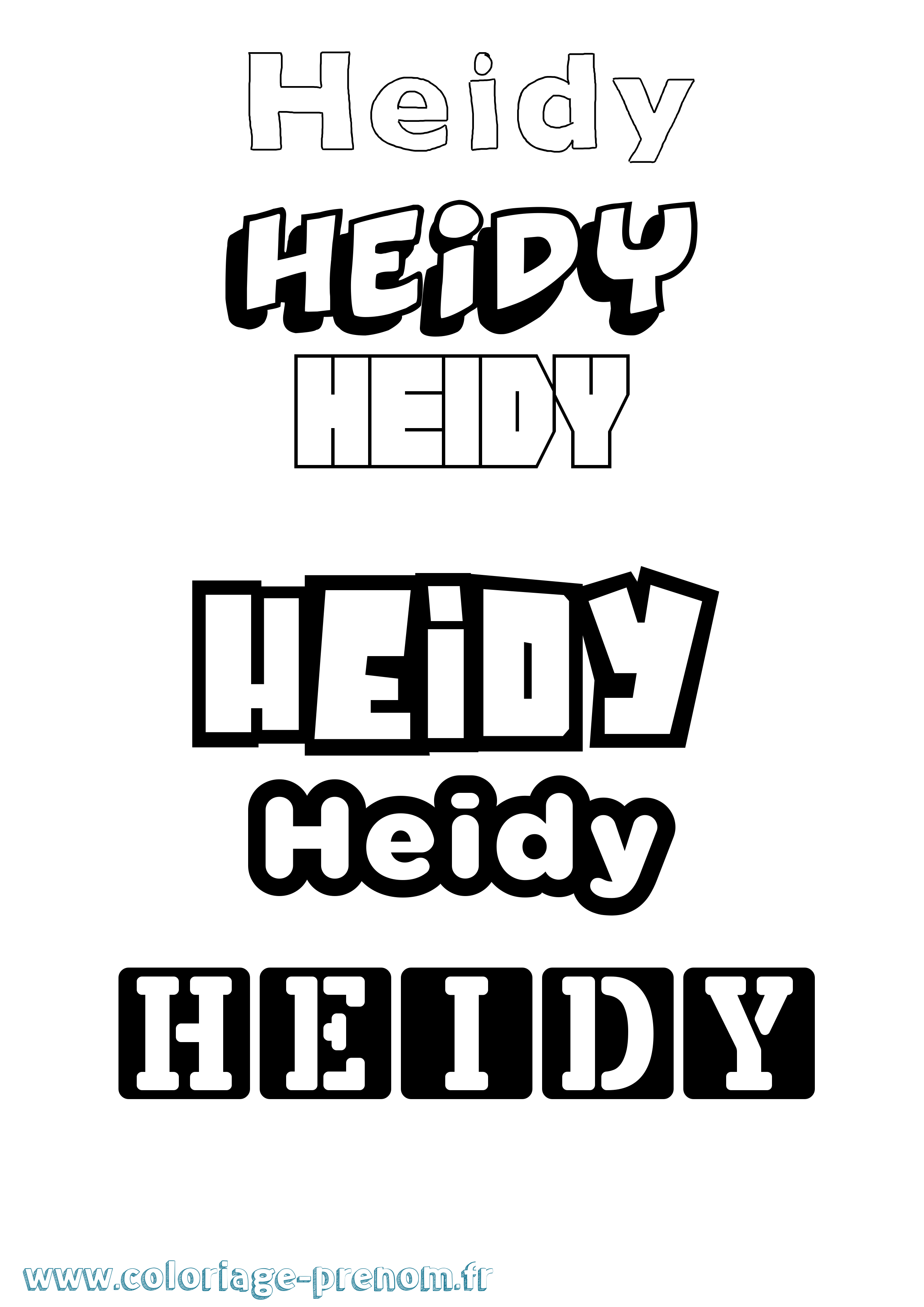 Coloriage prénom Heidy Simple