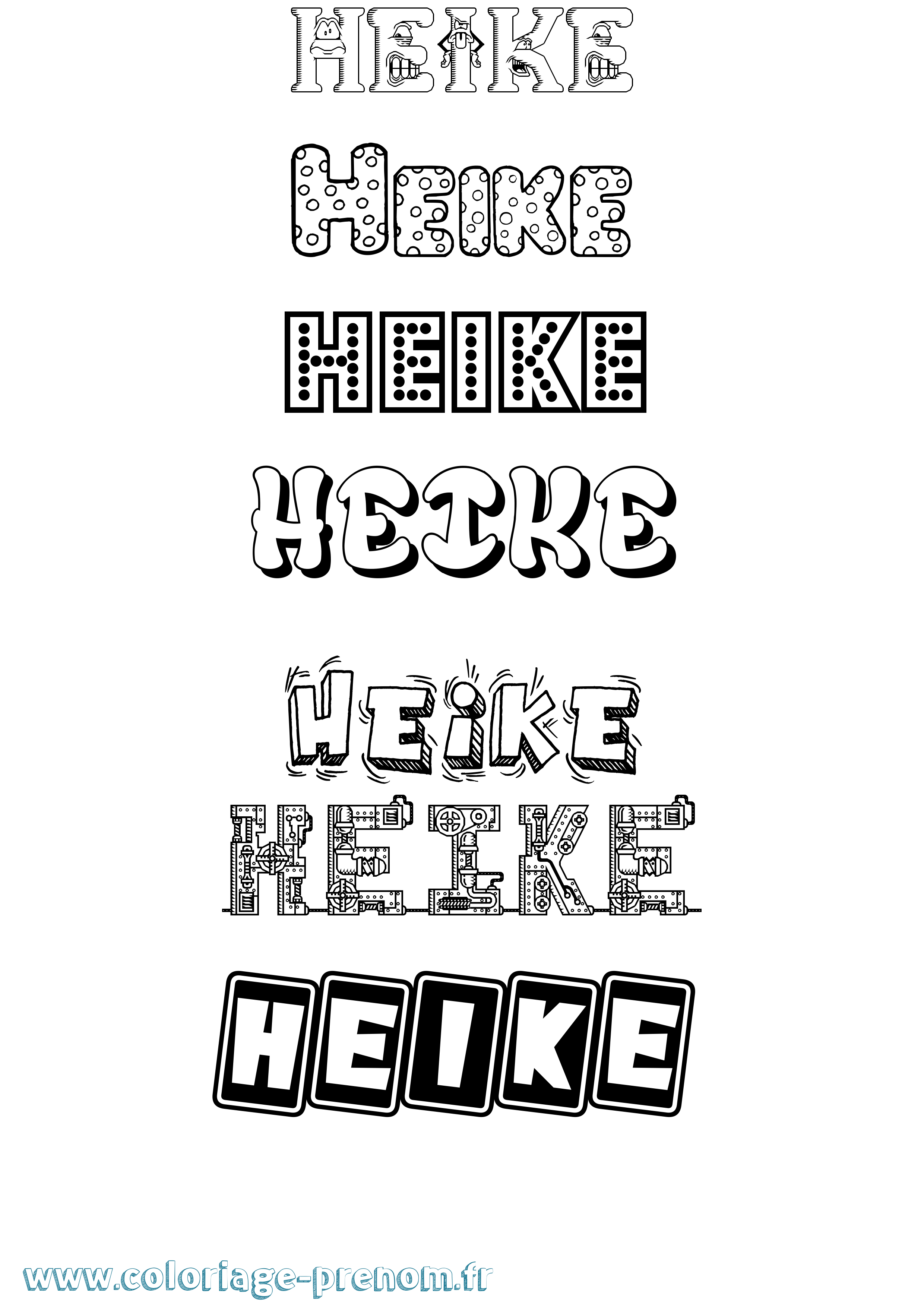 Coloriage prénom Heike Fun