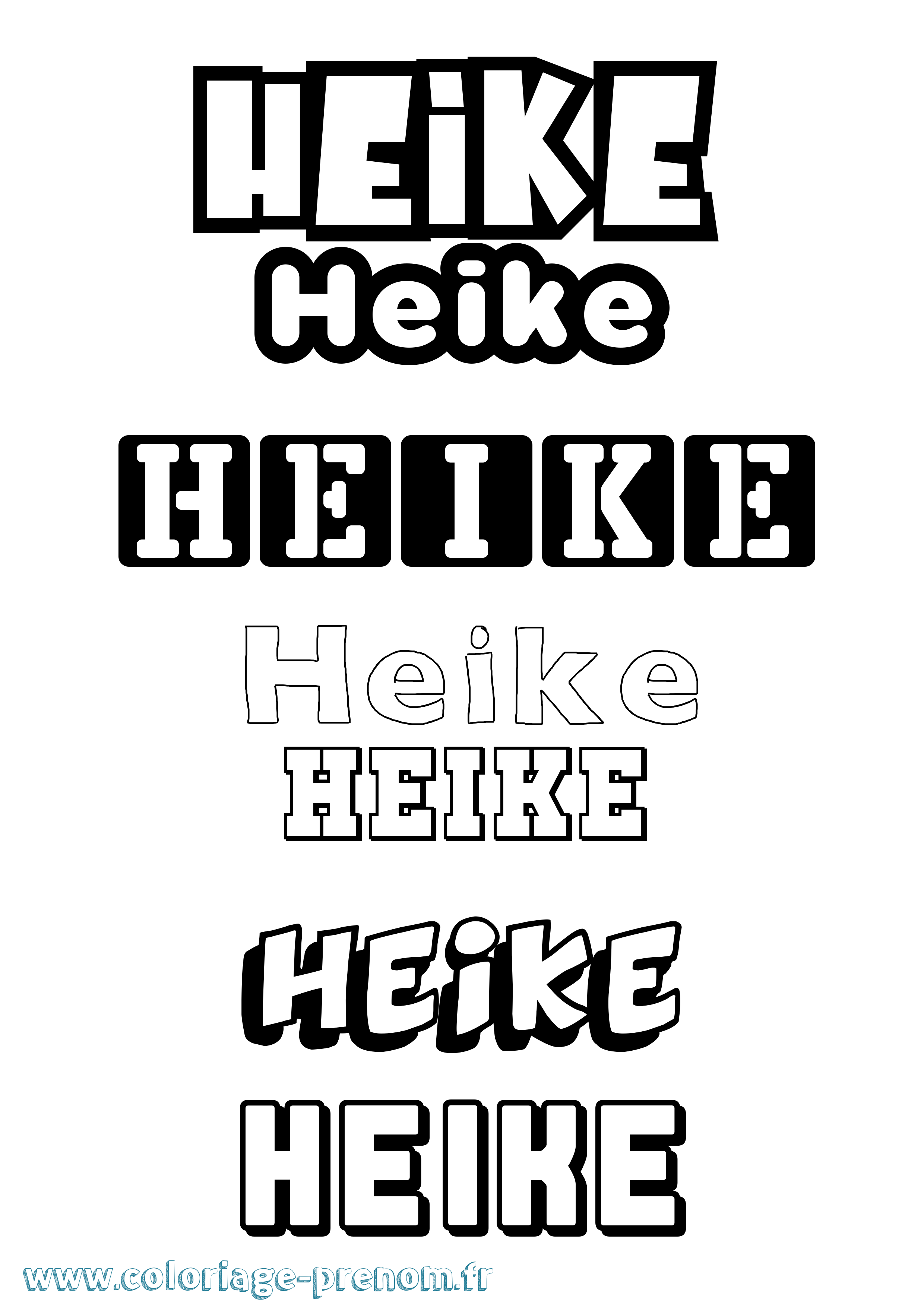 Coloriage prénom Heike Simple