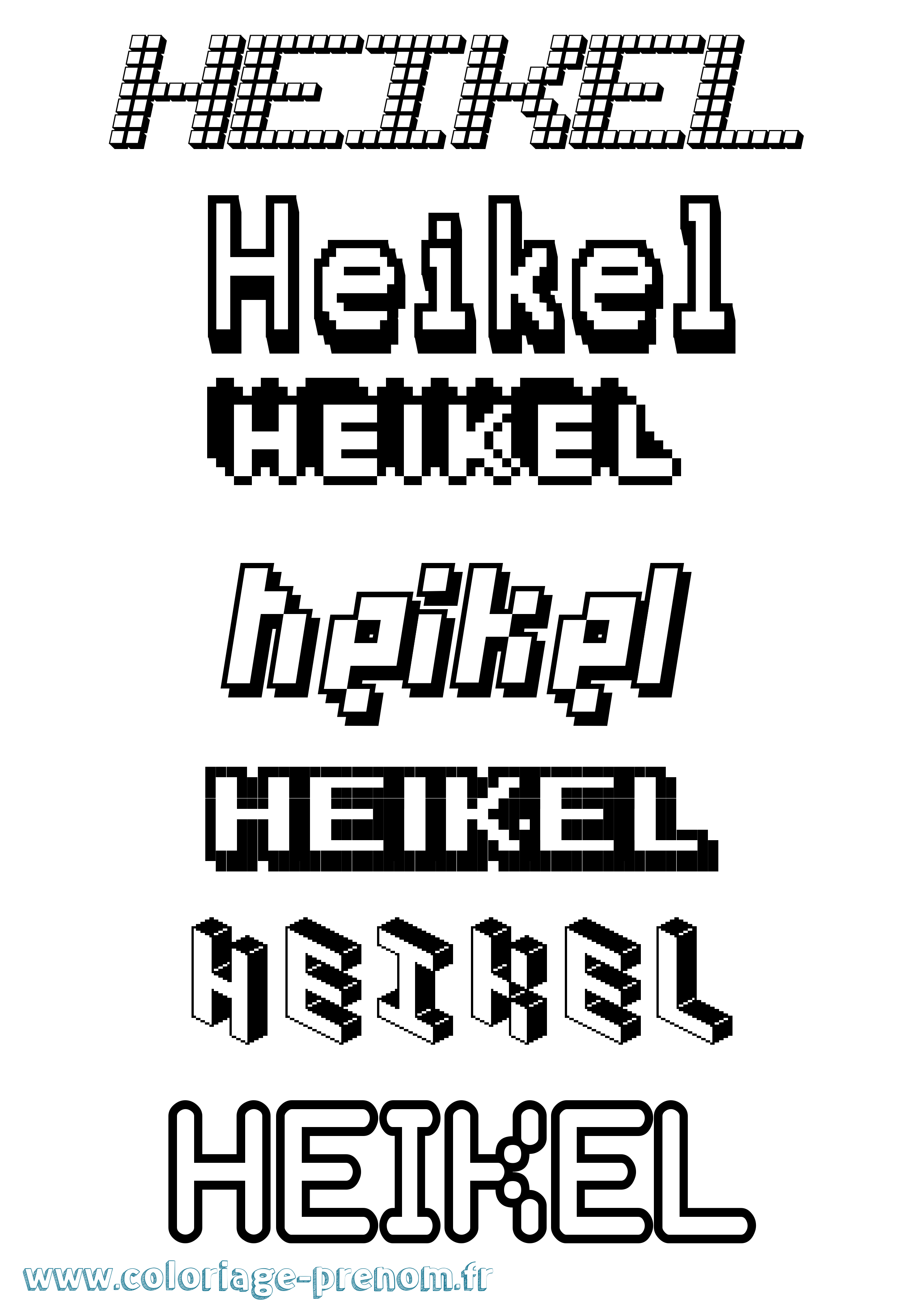 Coloriage prénom Heikel Pixel