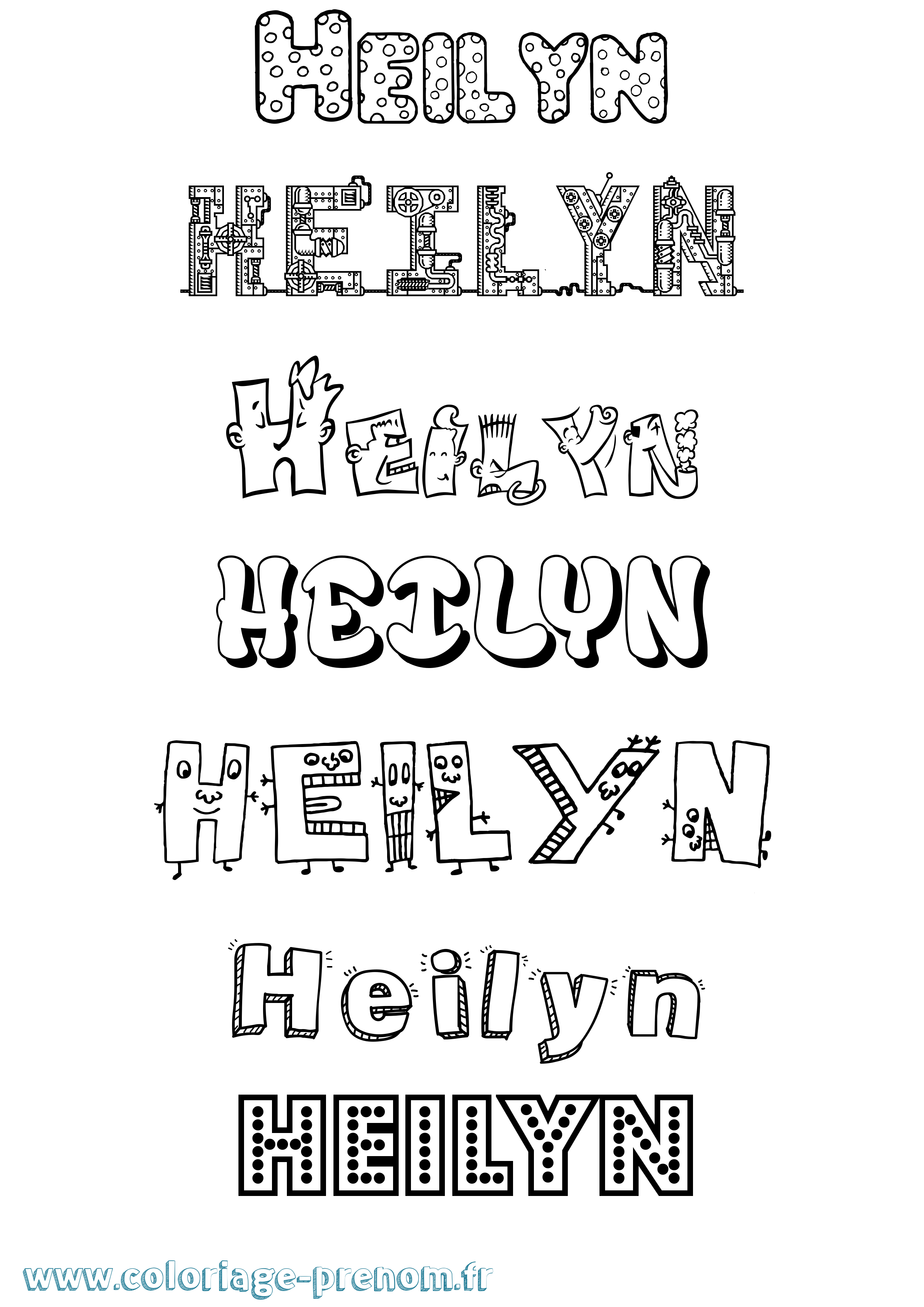 Coloriage prénom Heilyn Fun
