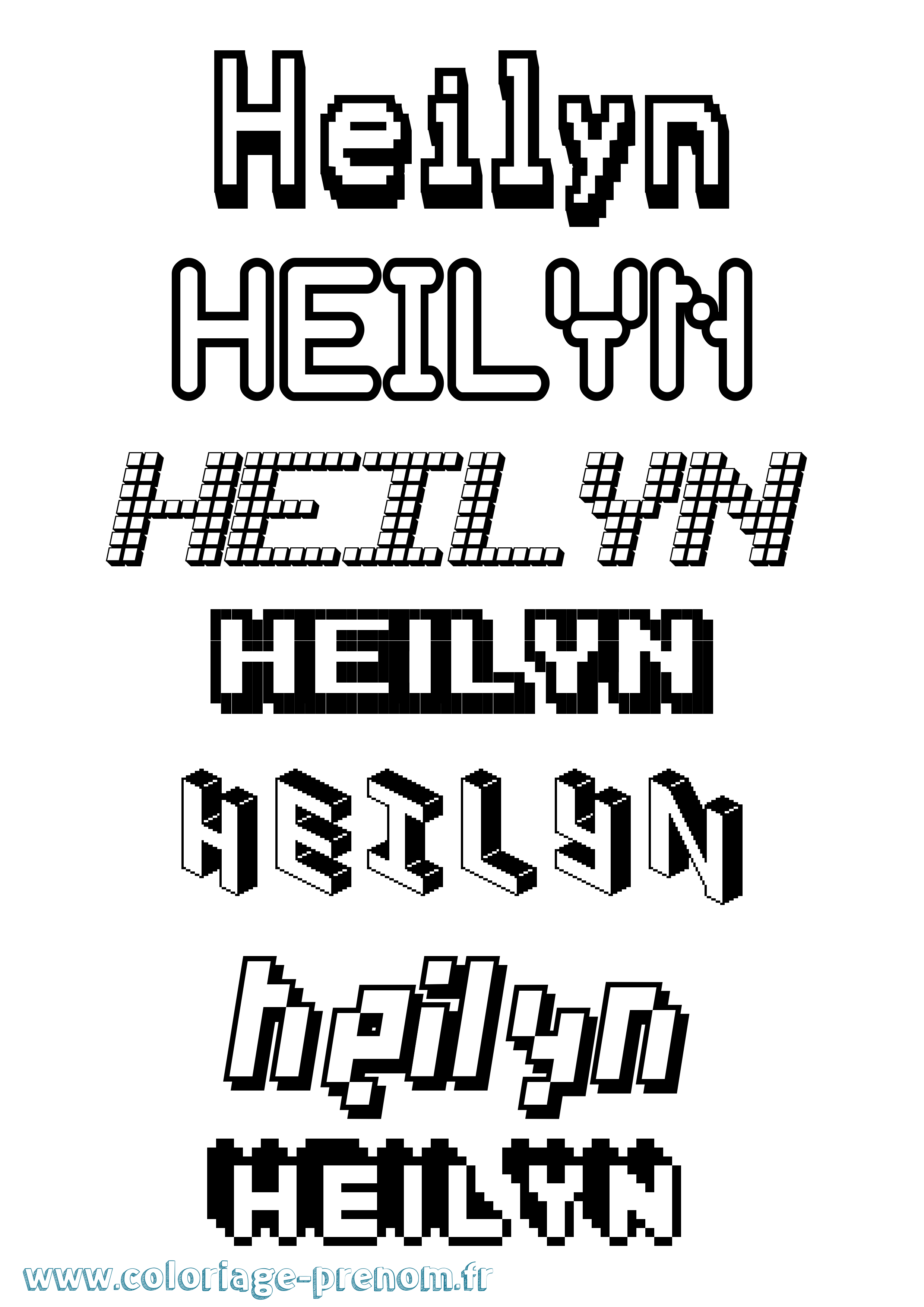 Coloriage prénom Heilyn Pixel