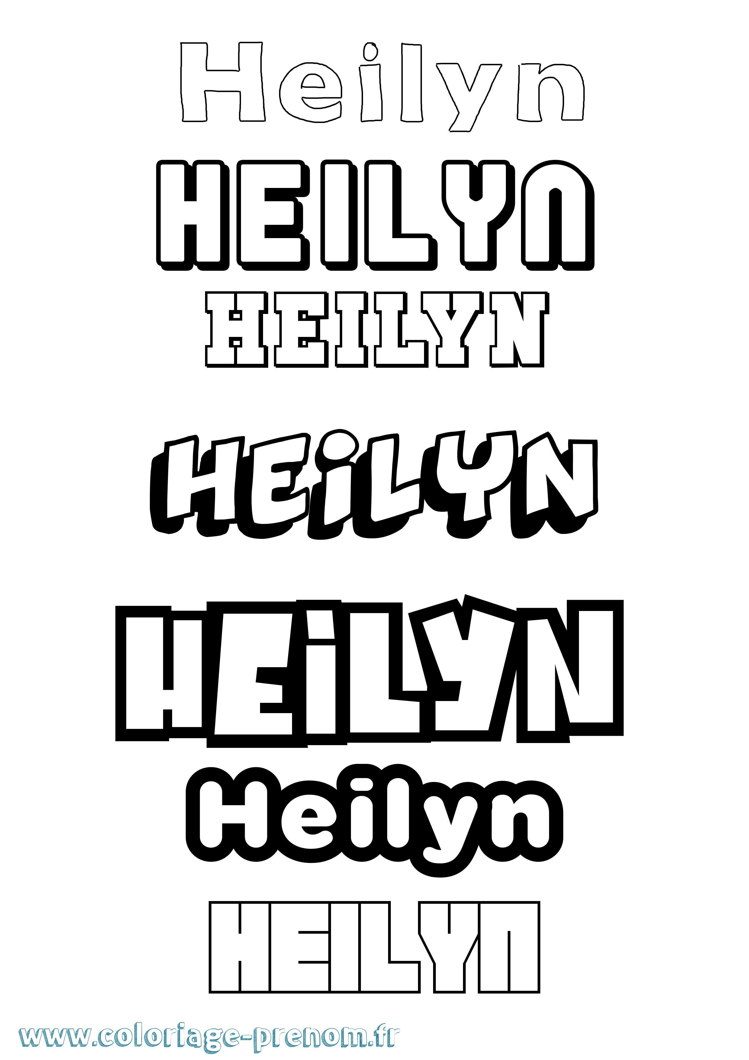 Coloriage prénom Heilyn Simple