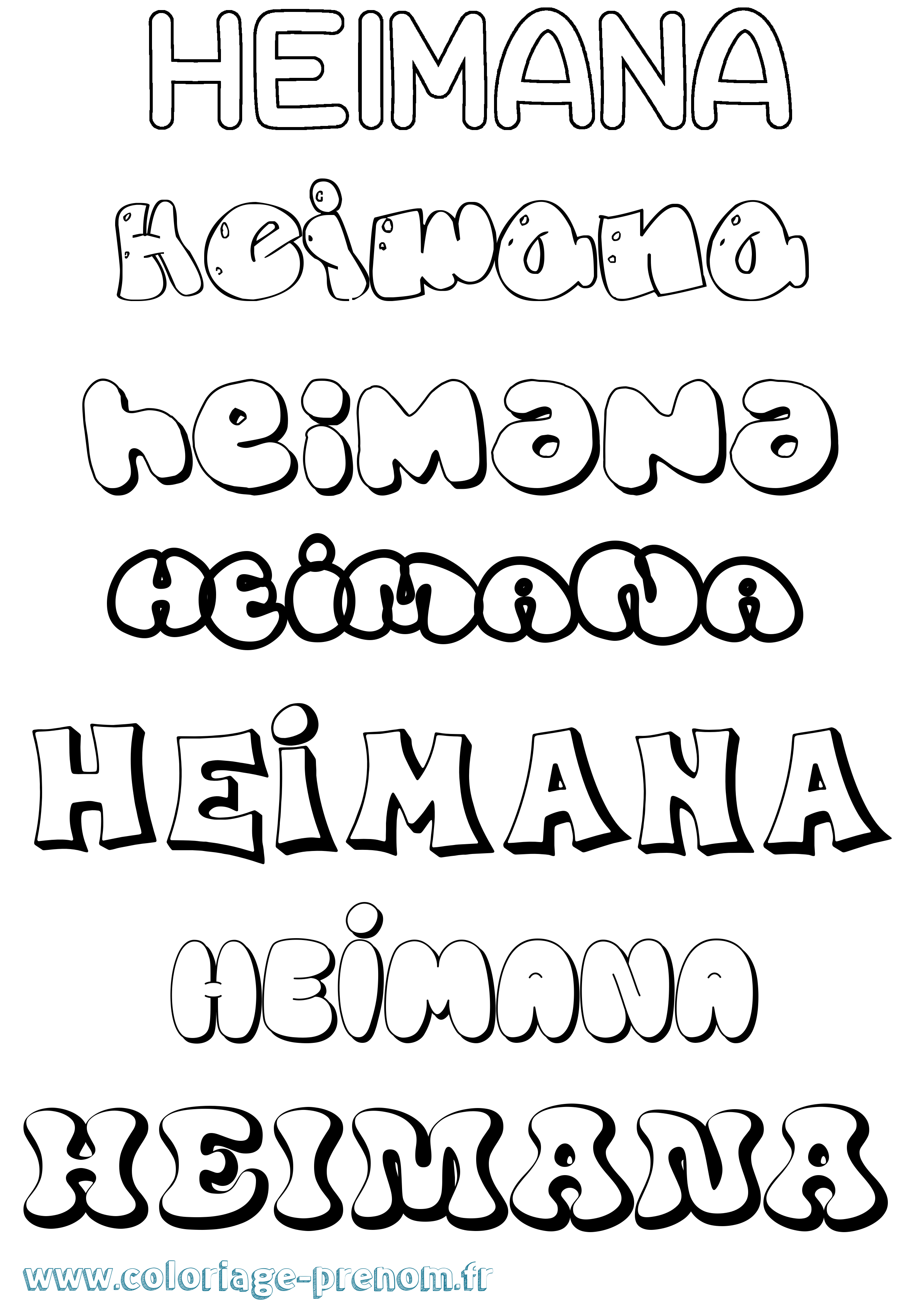 Coloriage prénom Heimana Bubble
