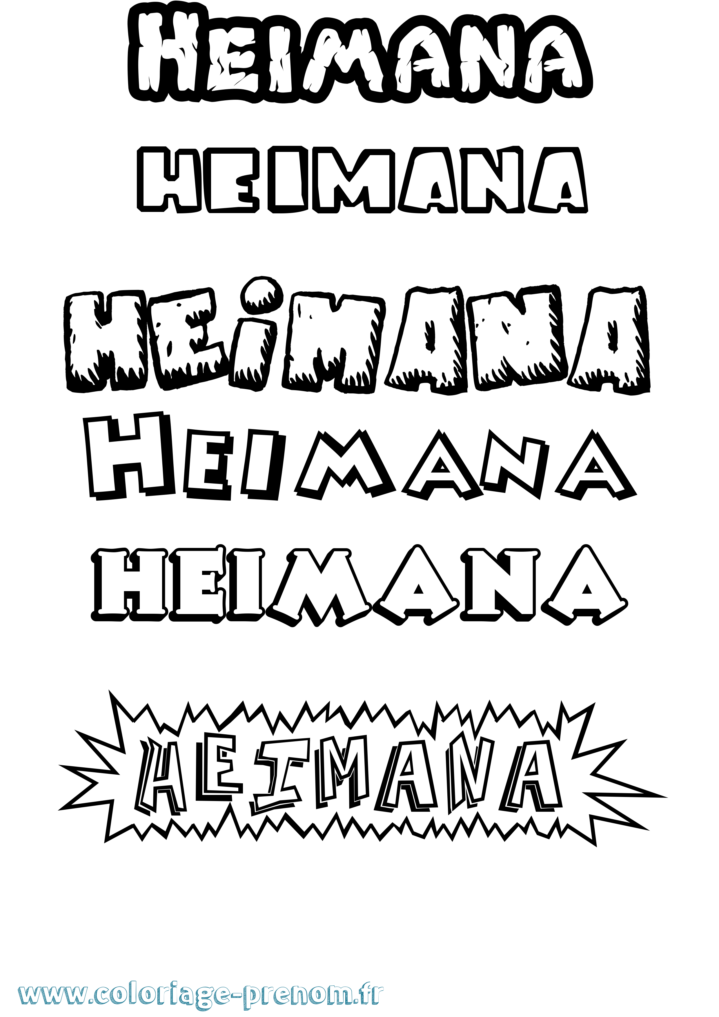 Coloriage prénom Heimana Dessin Animé