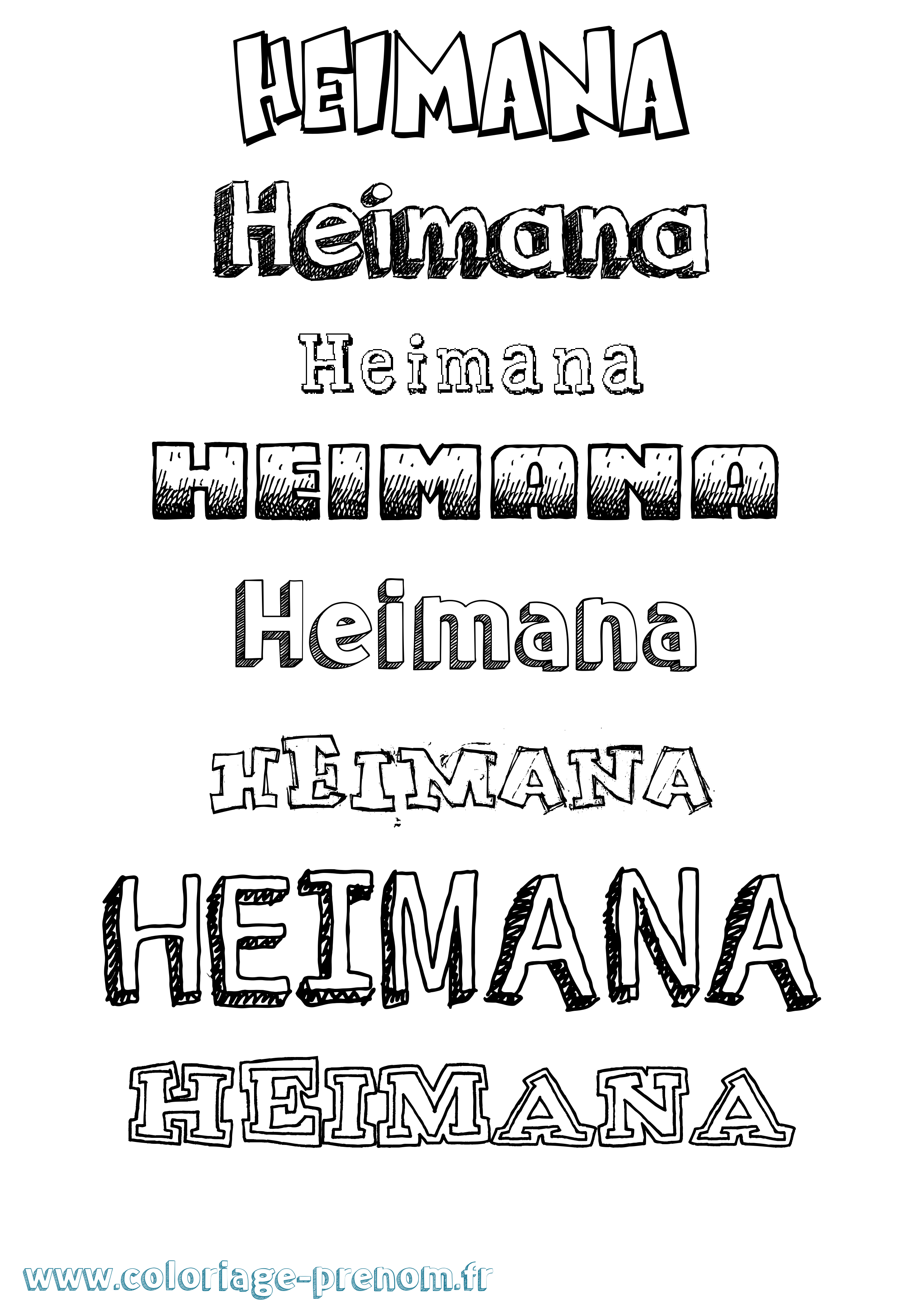 Coloriage prénom Heimana Dessiné