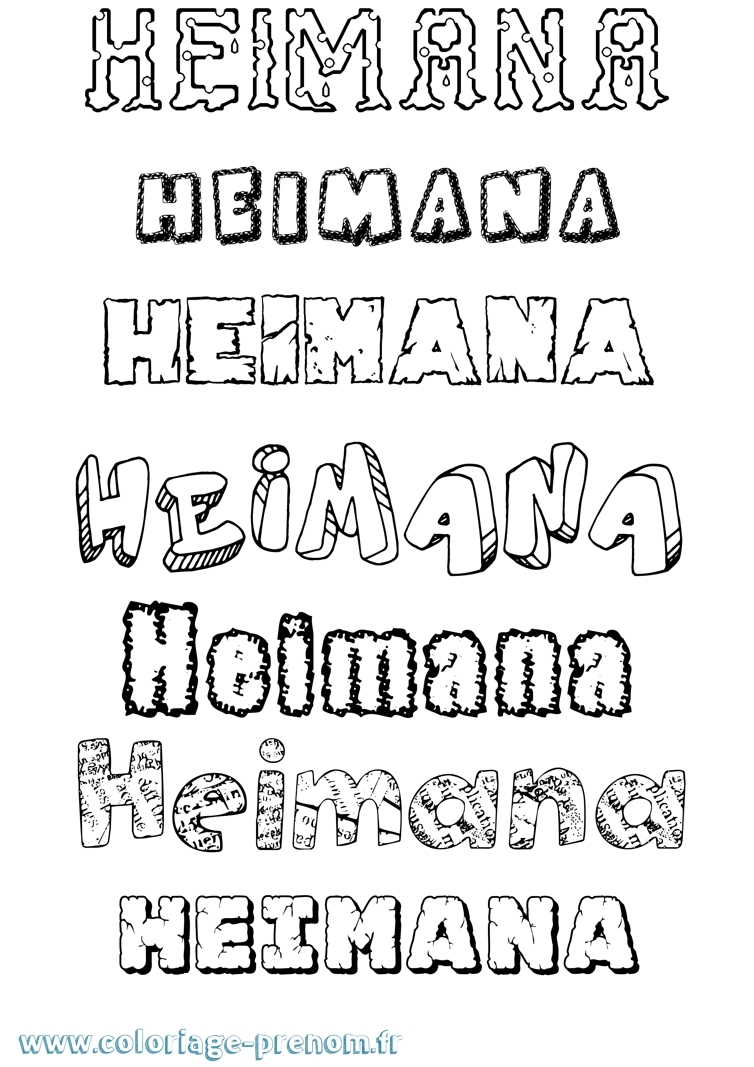 Coloriage prénom Heimana Destructuré