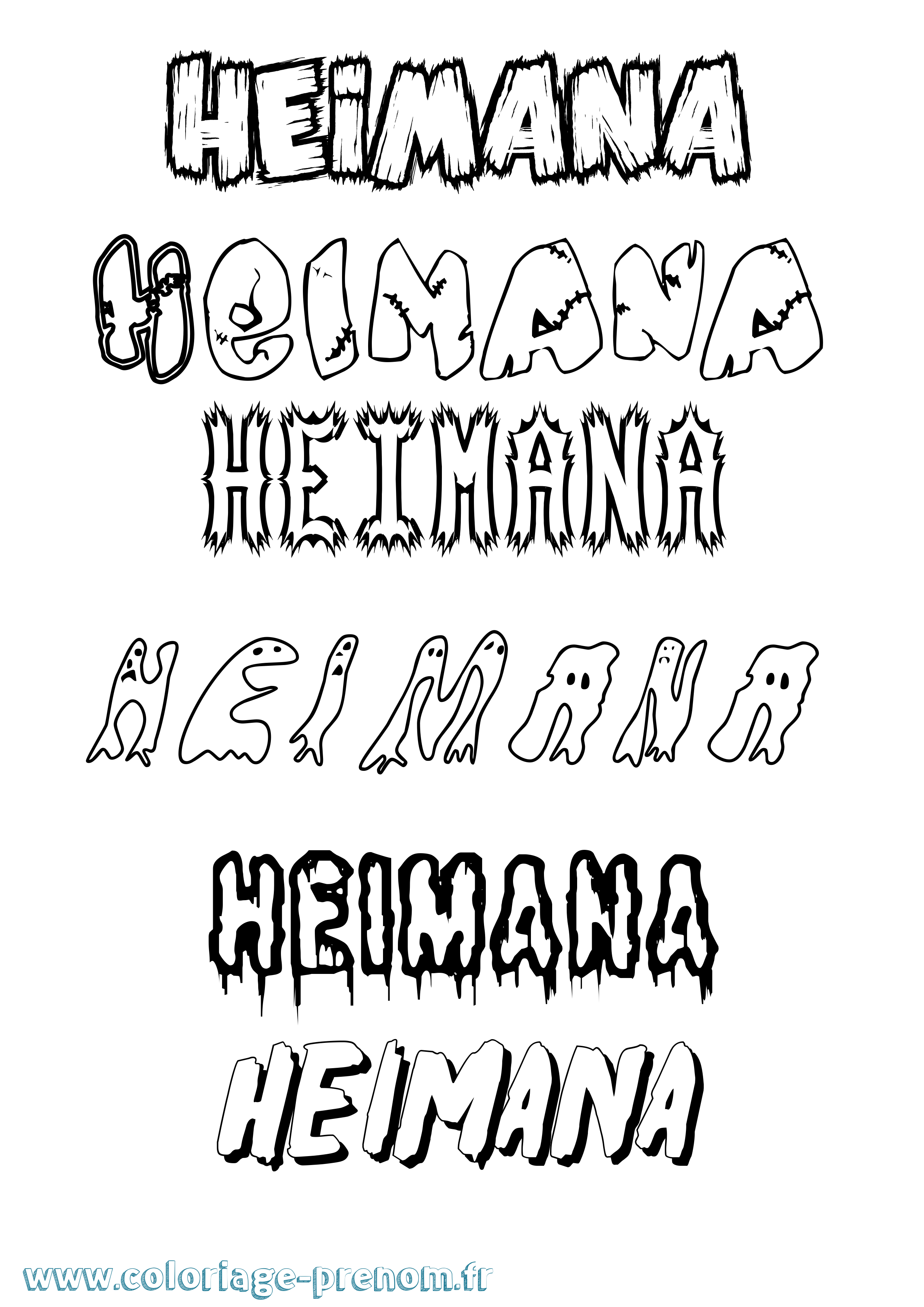 Coloriage prénom Heimana Frisson