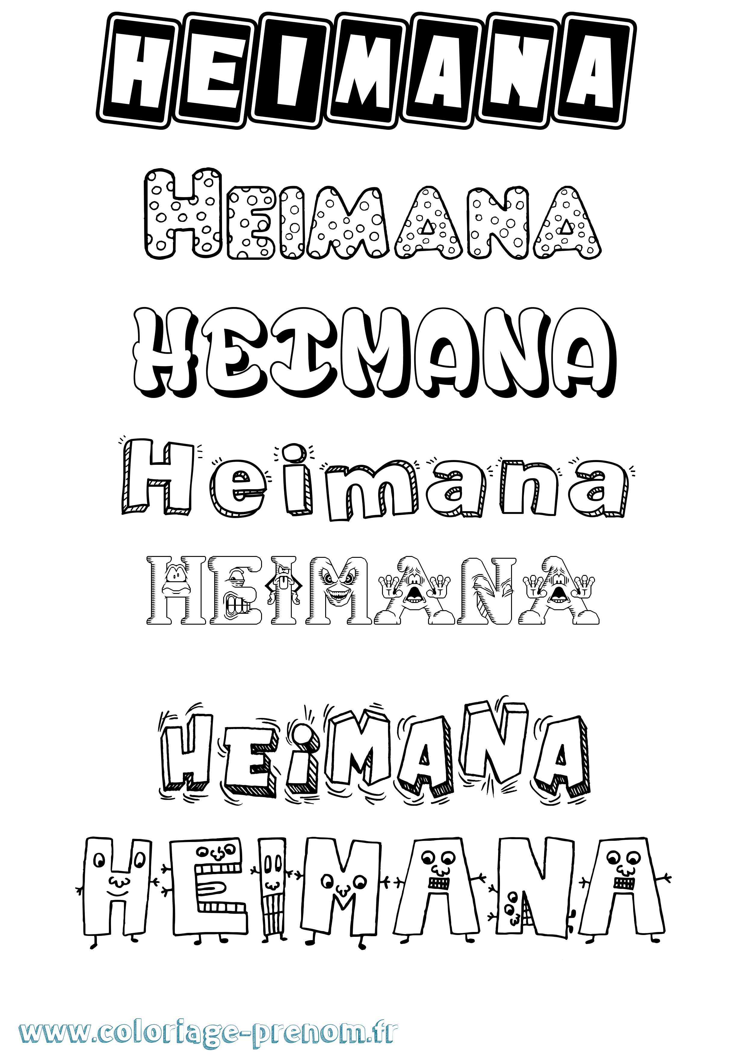 Coloriage prénom Heimana Fun
