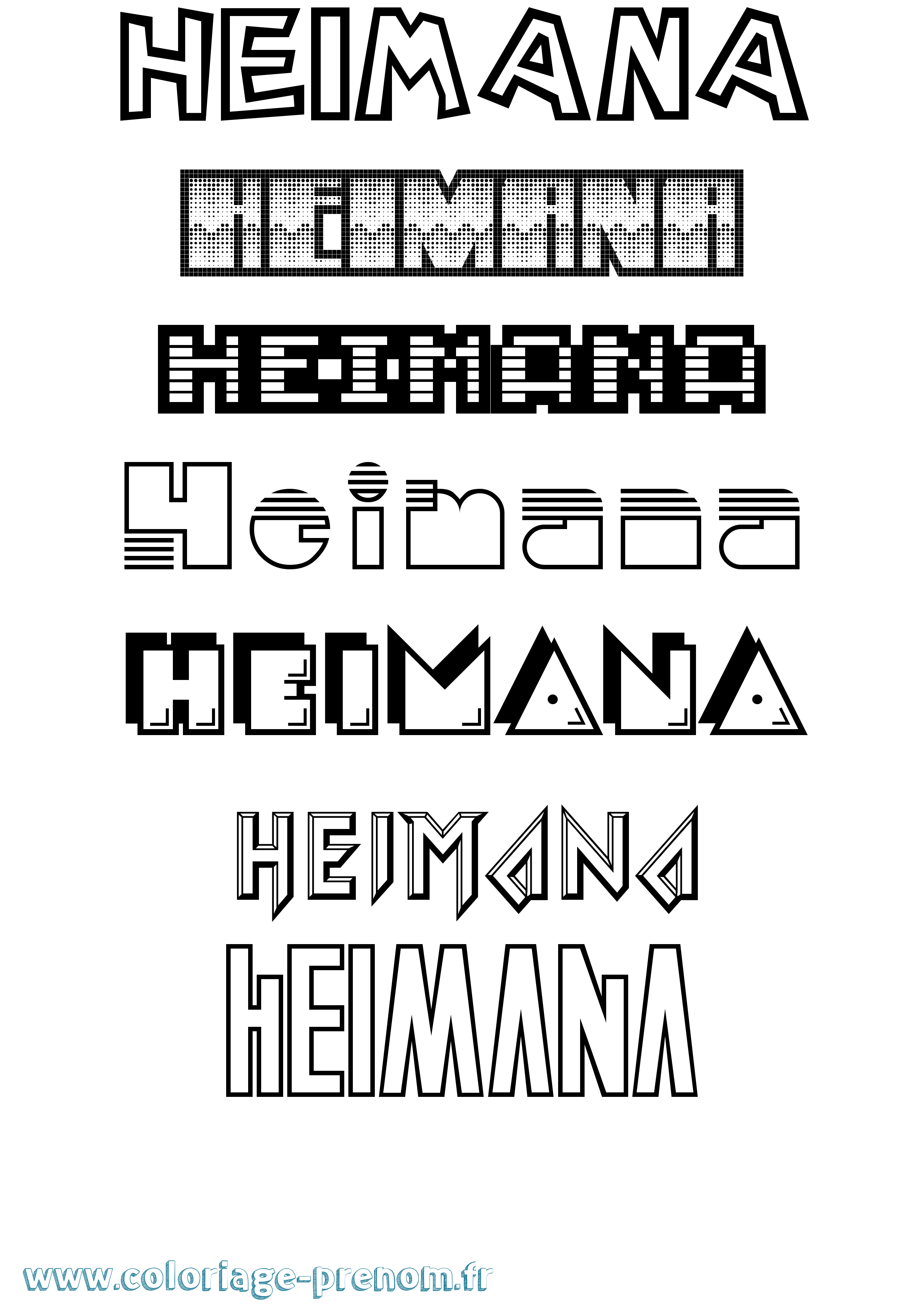 Coloriage prénom Heimana Jeux Vidéos