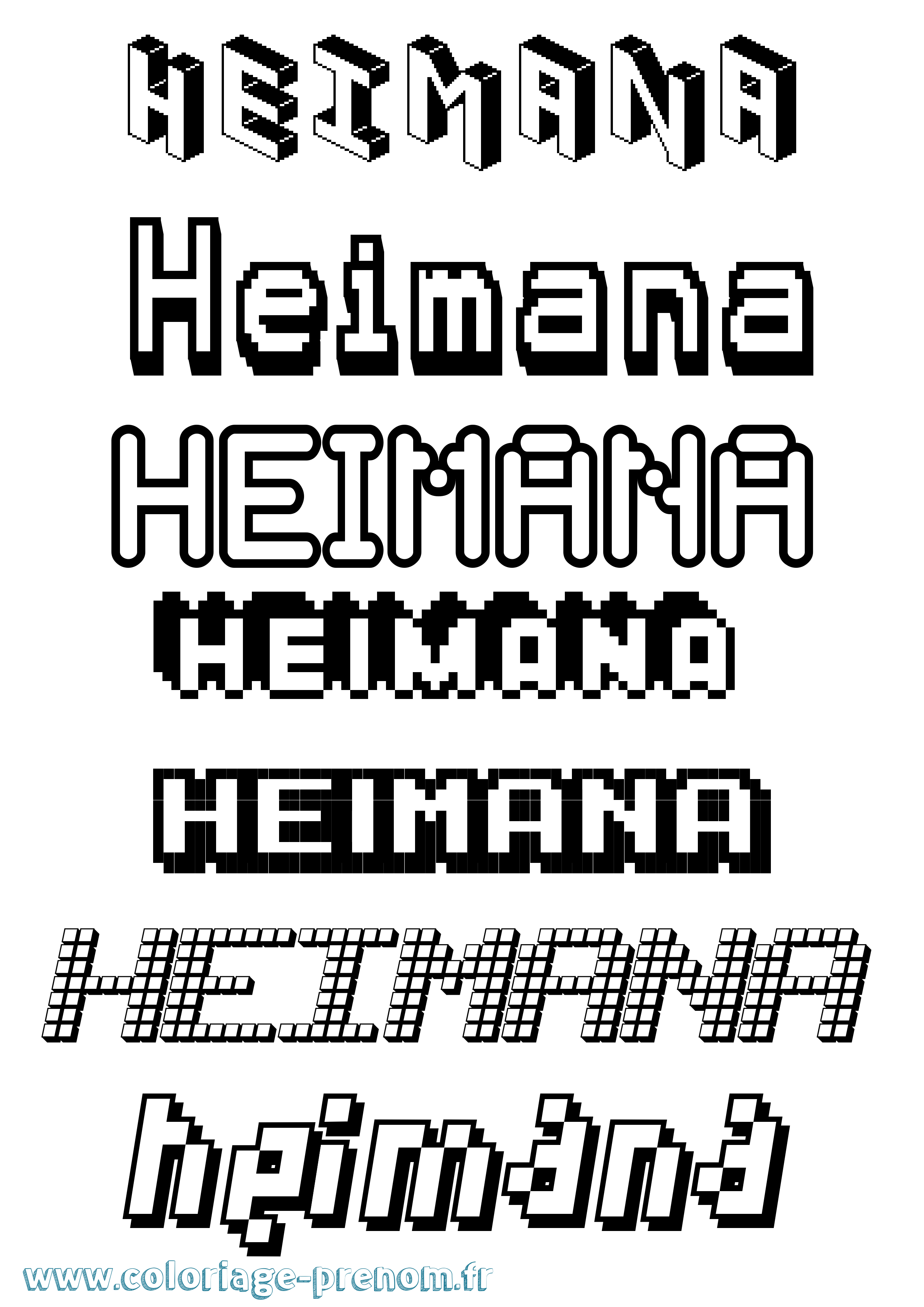 Coloriage prénom Heimana Pixel