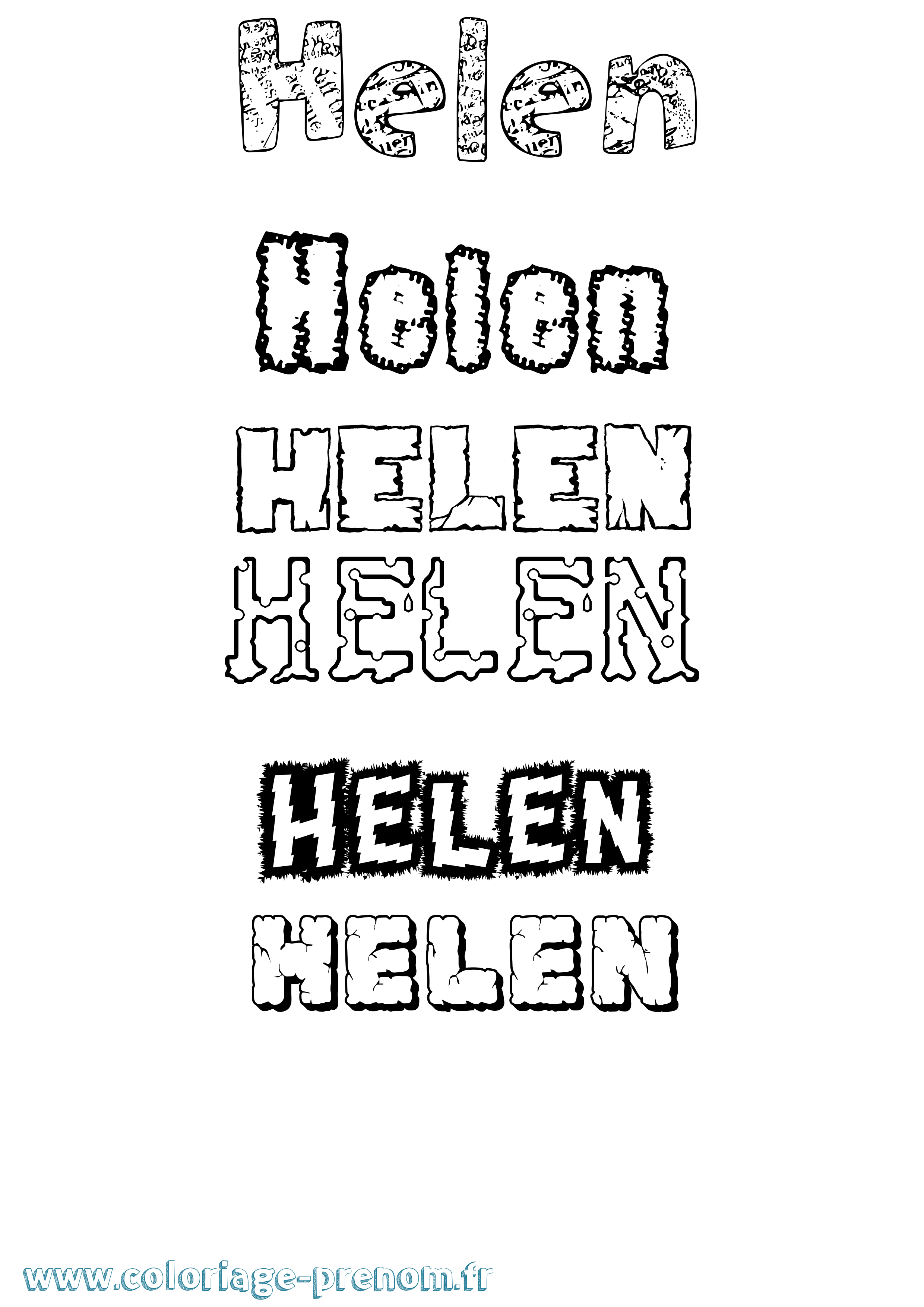 Coloriage Helen Destructuré Coloriage prénom Helen Destructuré