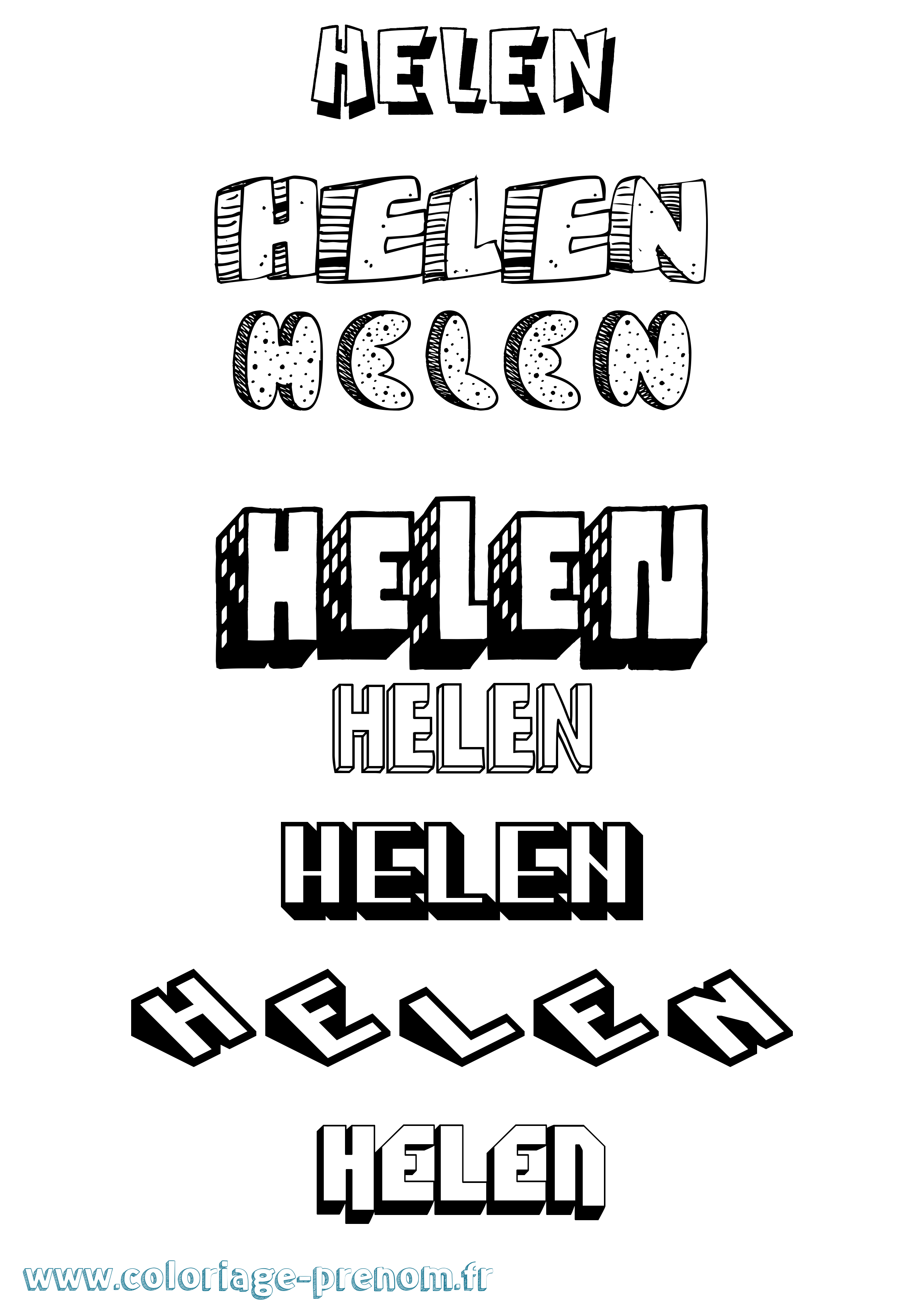 Coloriage Helen Effet 3D Coloriage prénom Helen Effet 3D