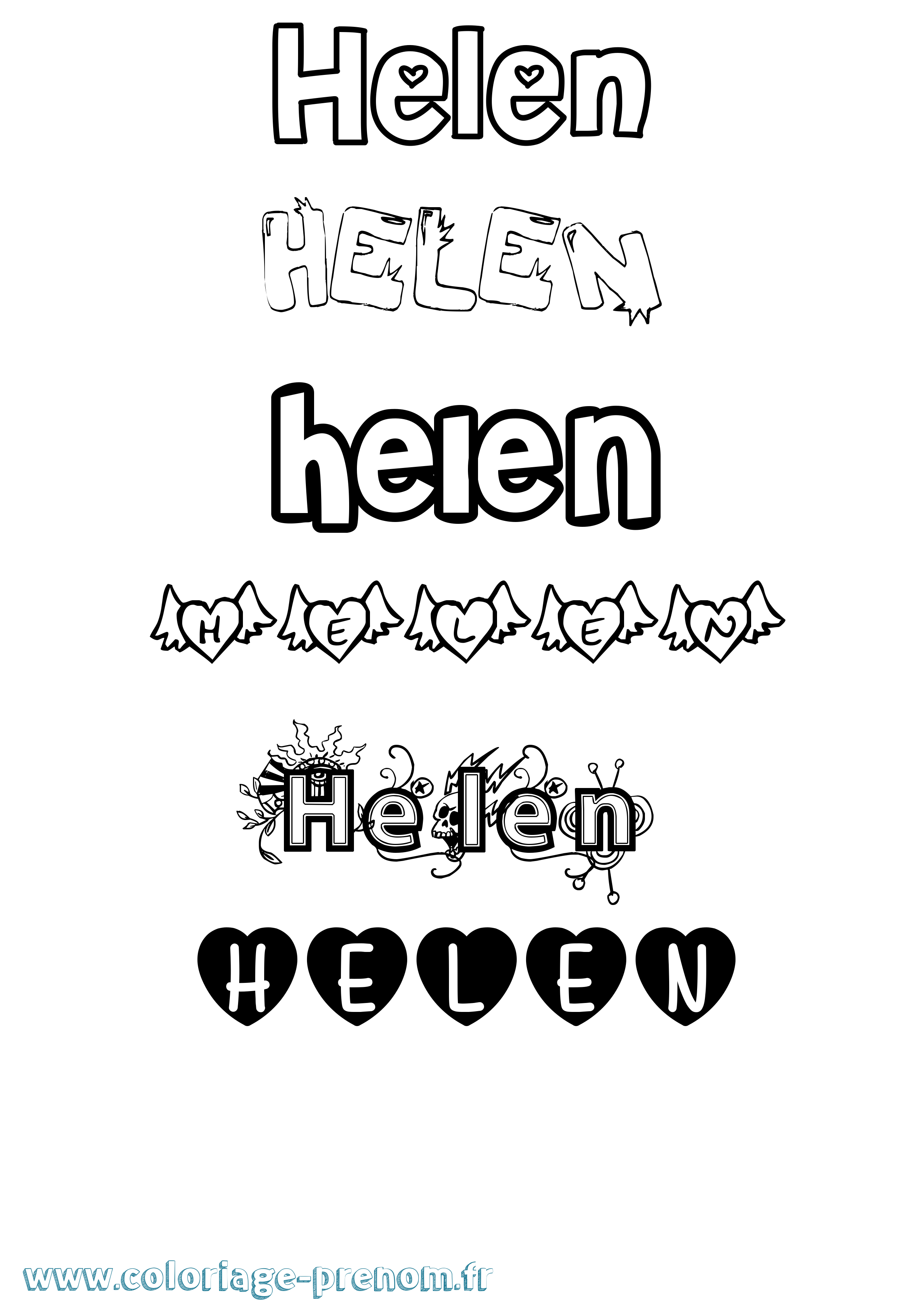 Coloriage Helen Girly Coloriage prénom Helen Girly