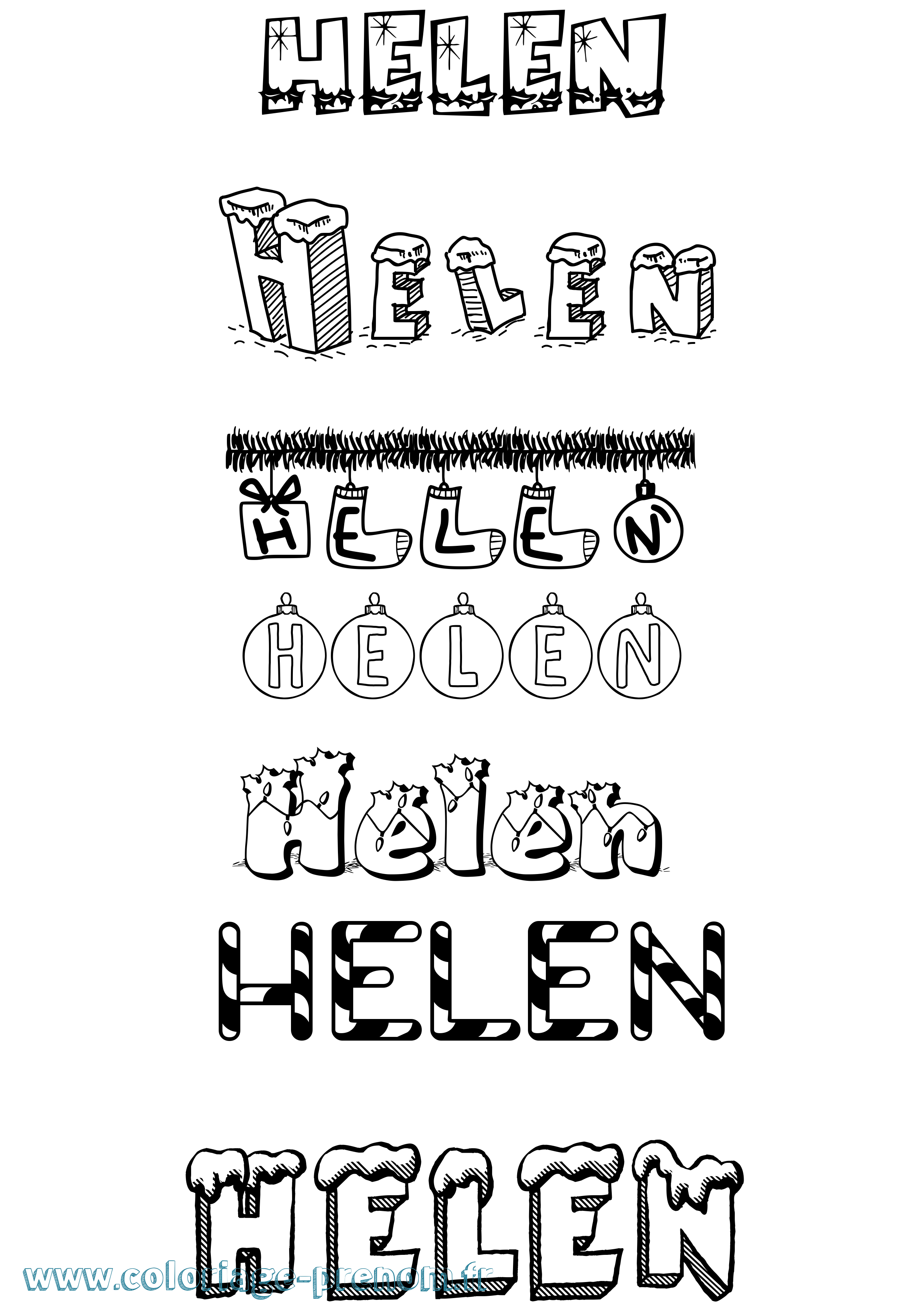 Coloriage Helen Noël Coloriage prénom Helen Noël